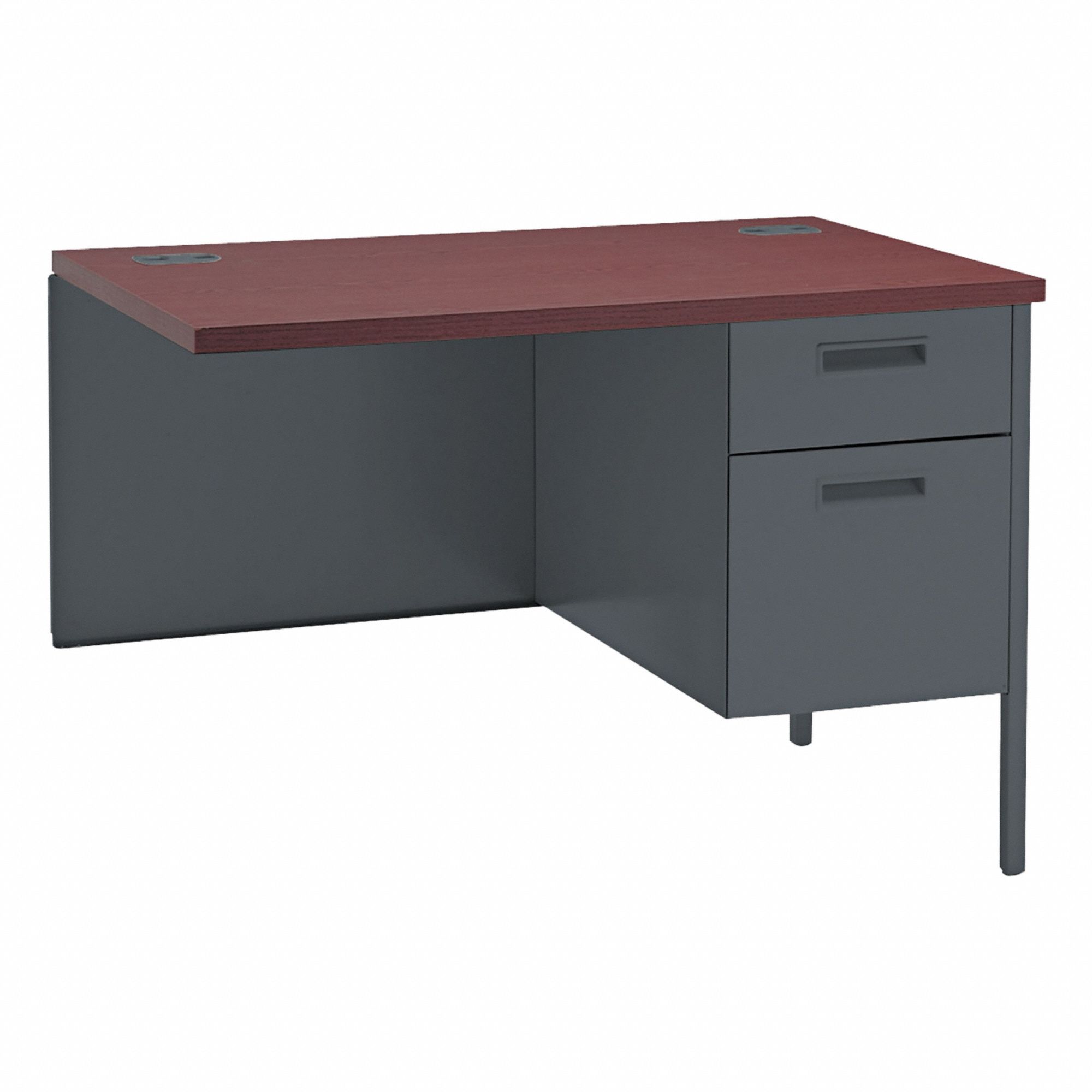 Desk Return: Laminate, Mahogany, 42 in Overall Wd, 29 1/2 in Overall Ht, 24 in Overall Dp
