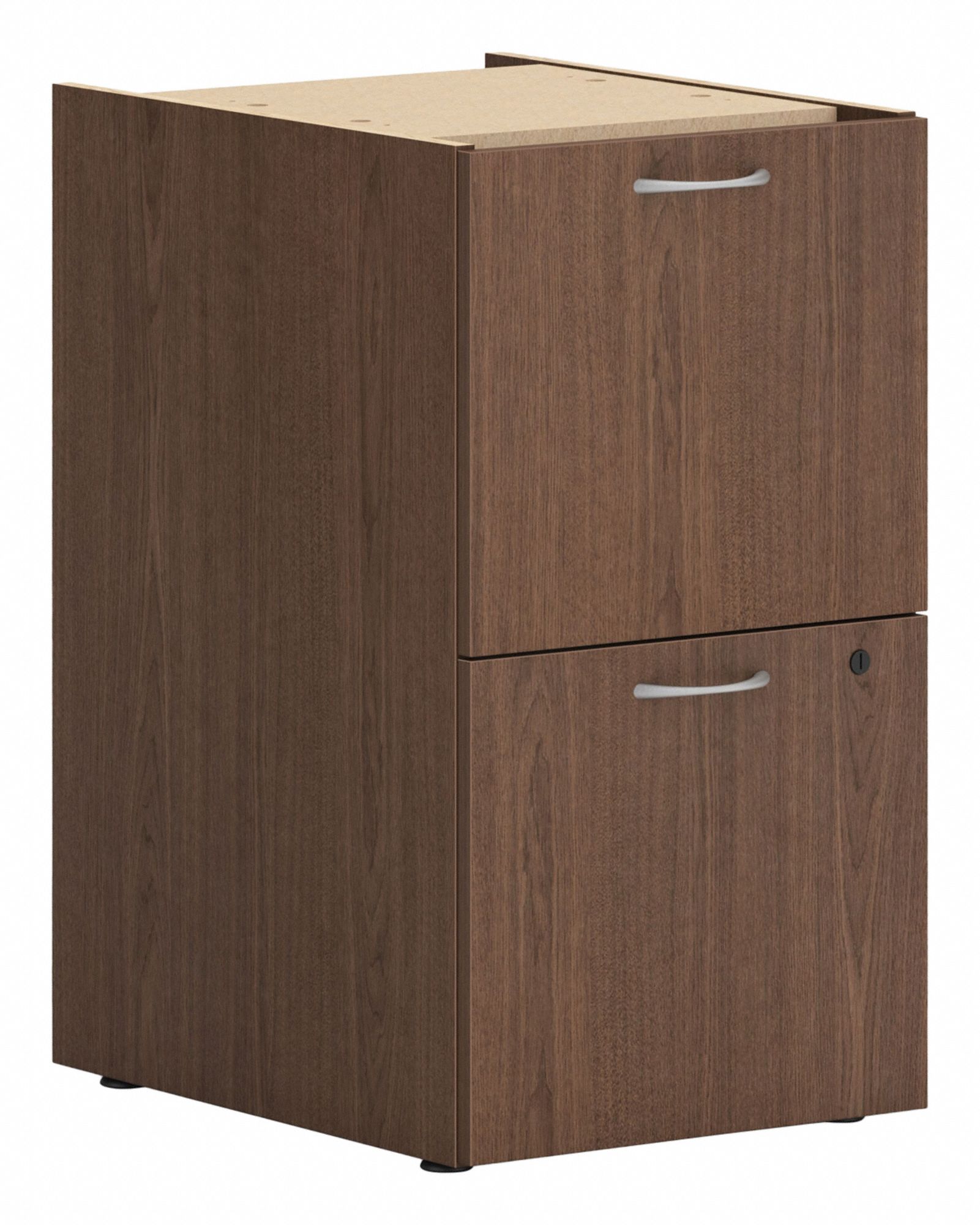 Desk Pedestal: Walnut, 2 Drawers, 15 in Overall Wd, 28 in Overall Ht, 20 in Overall Dp