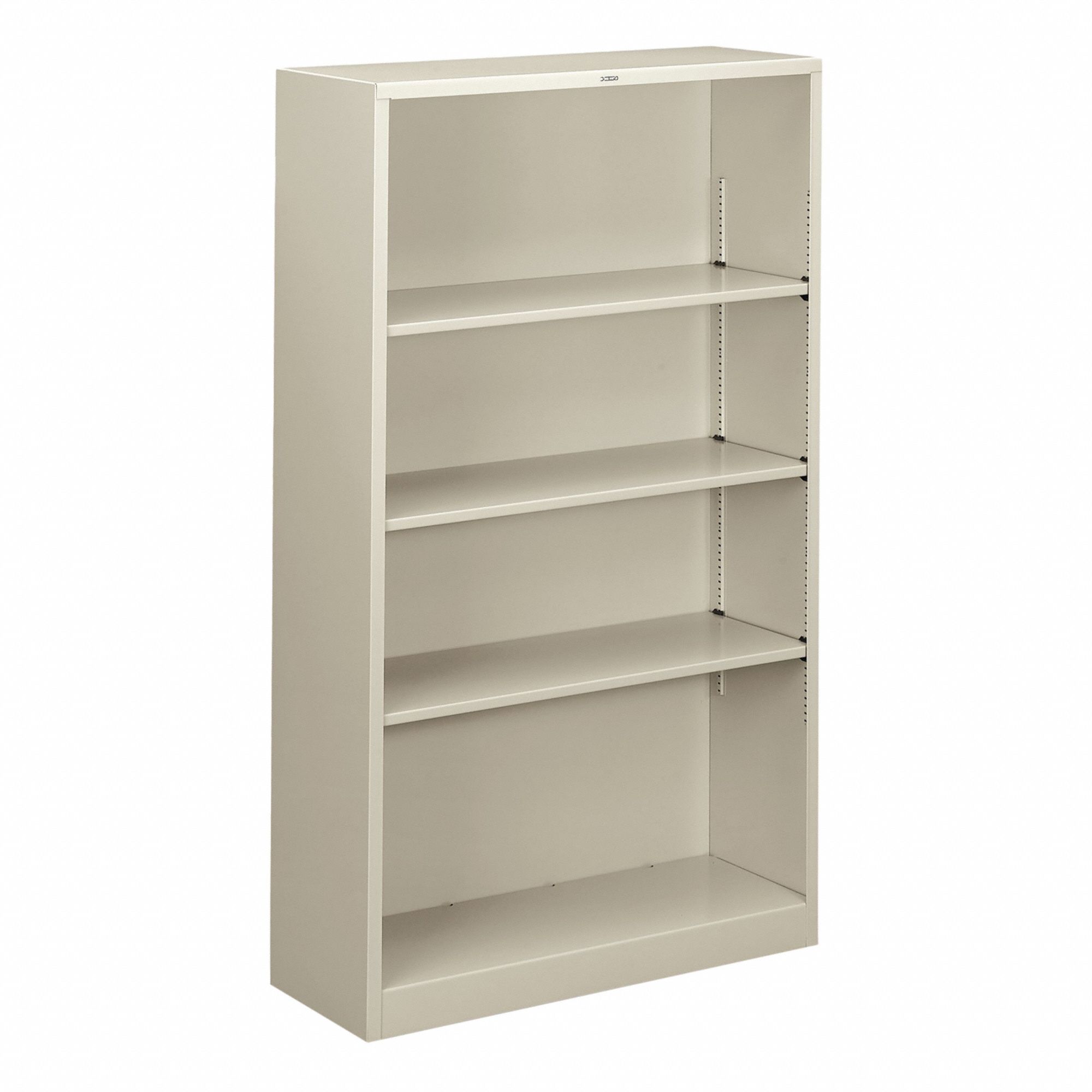 Bookcase: Gray, Steel, 59 in Overall Ht, 34 1/2 in Overall Wd, 12 5/8 in Overall Dp, 4 Shelves