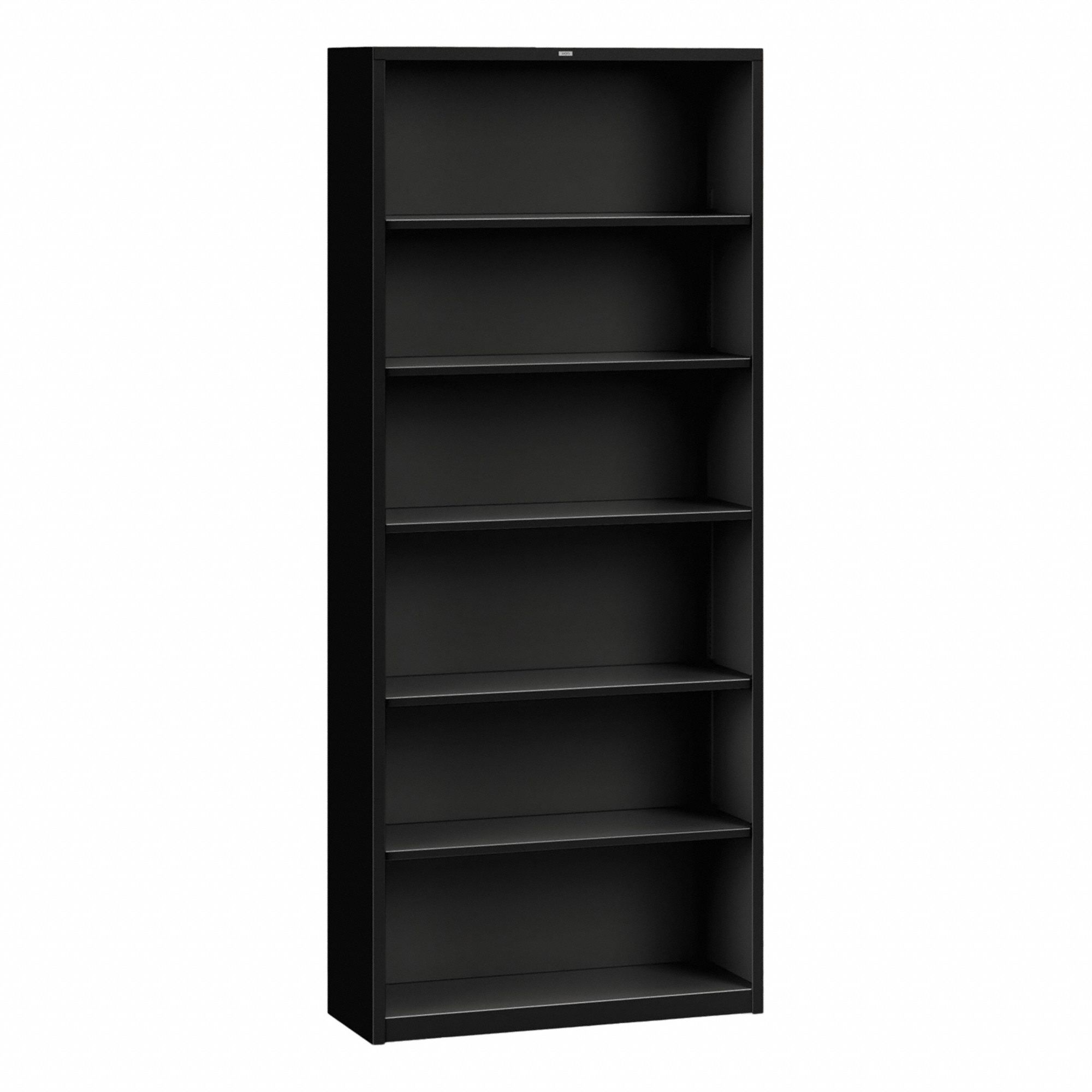 Bookcase: Black, Steel, 81 1/8 in Overall Ht, 34 1/2 in Overall Wd, 12 5/8 in Overall Dp, BIFMA
