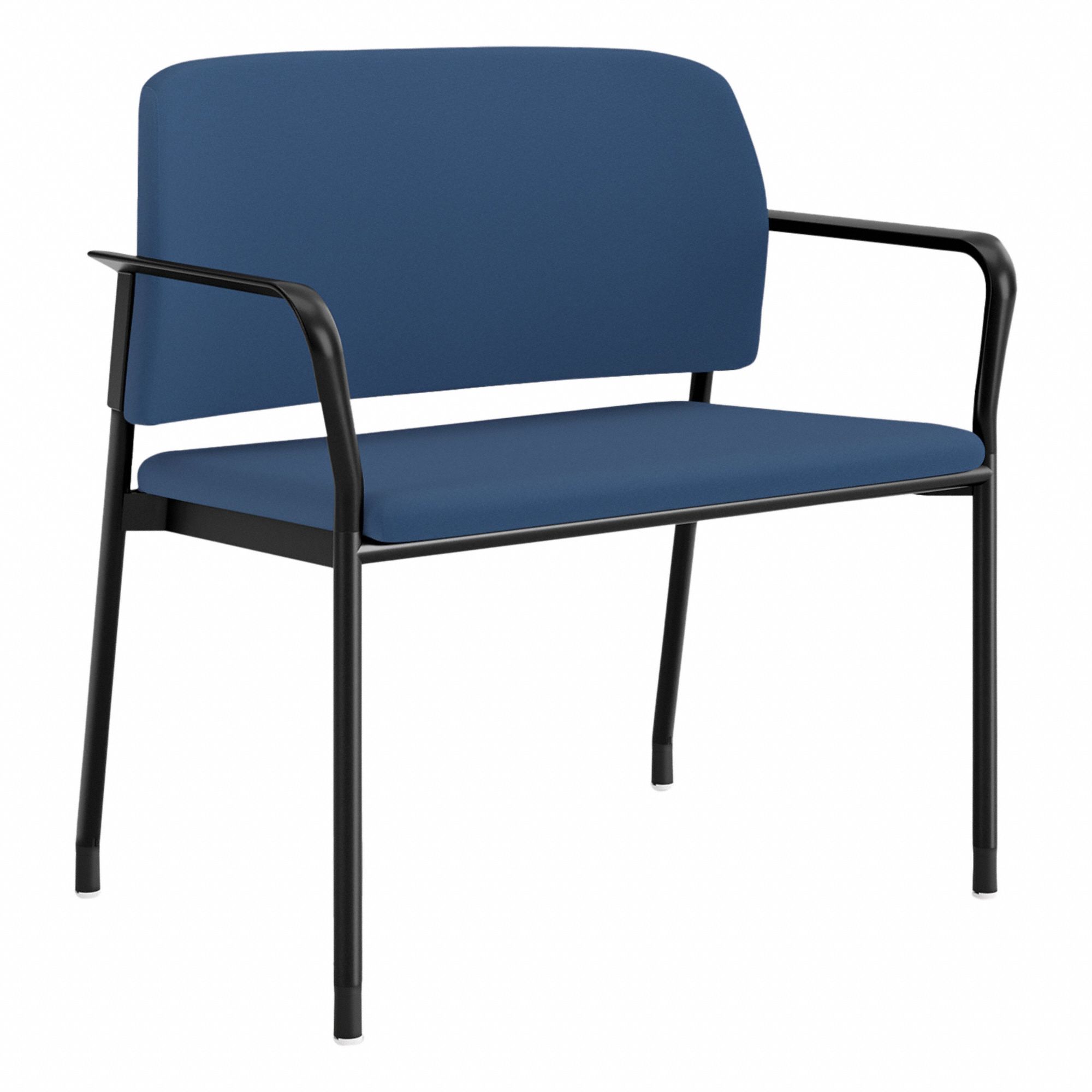 Armchair: Blue, Black, 4 Casters/Glides, Wall-Saver Legs, 33 1/2 in Overall Wd, 28 in Seat Wd