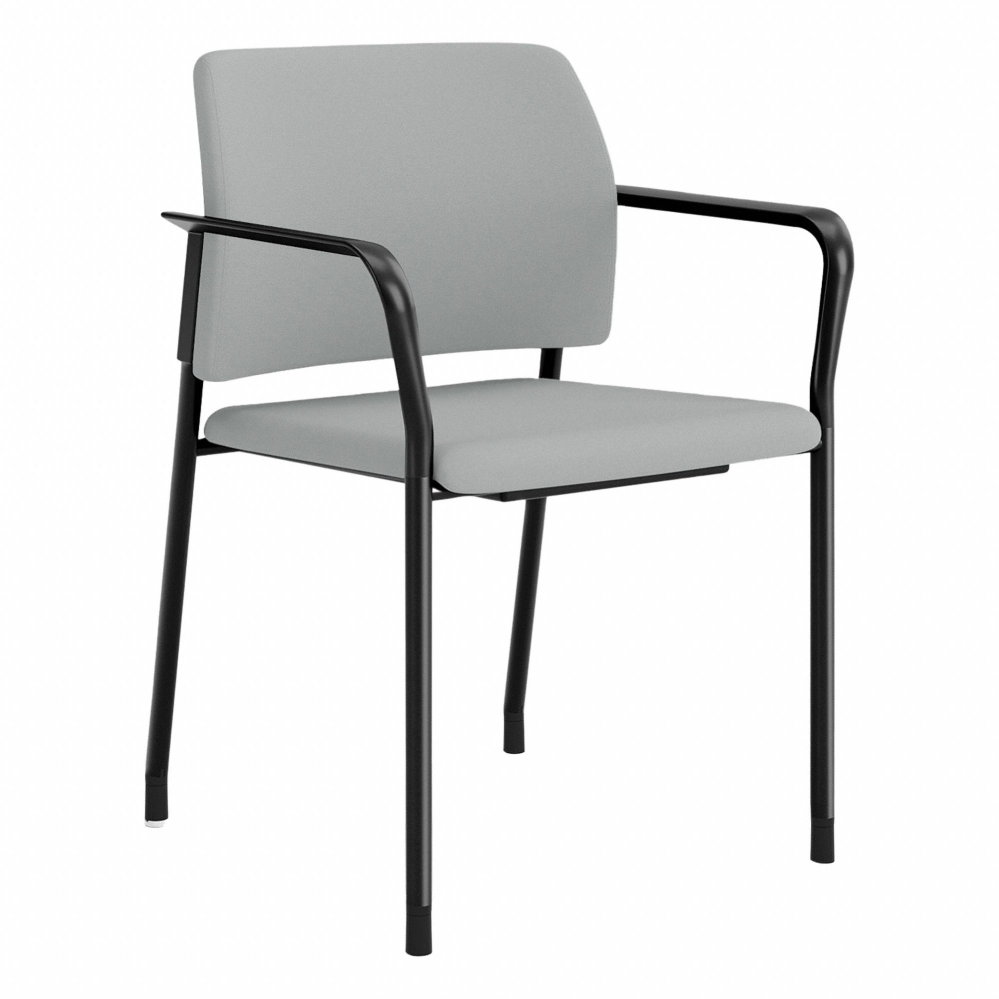 Armchair: Gray, Black, 4 Casters/Glides, Contoured Seat and Back, 23 1/2 in Overall Wd, Vinyl
