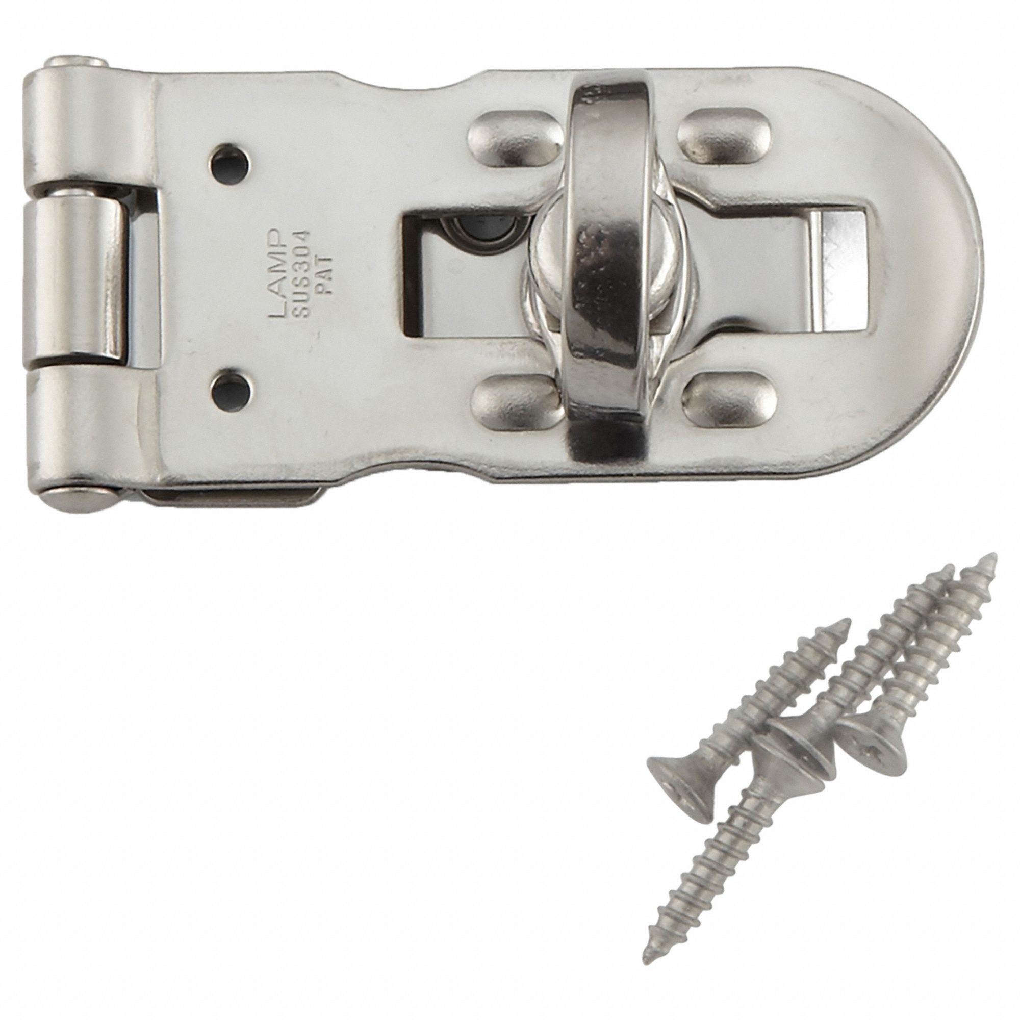 Hasp: Stainless Steel, 7/8 in Ht, 7/8 in Lg, 1 15/16 in Wd