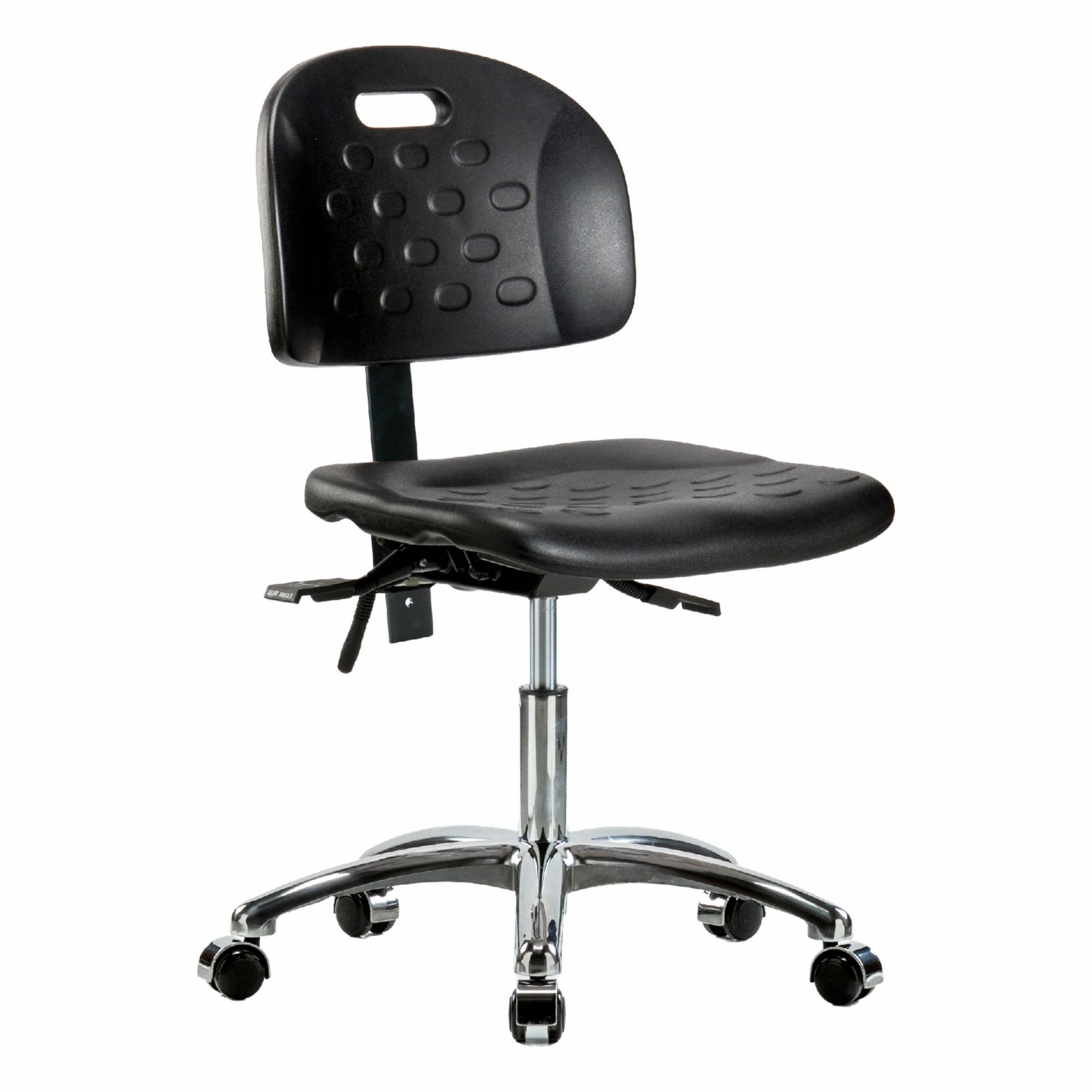 Ergonomic Chair: Polyurethane, Armless, Ht Range 17 3/4 in to 23 in, 18 in Seat Wd, 17 in Seat Dp