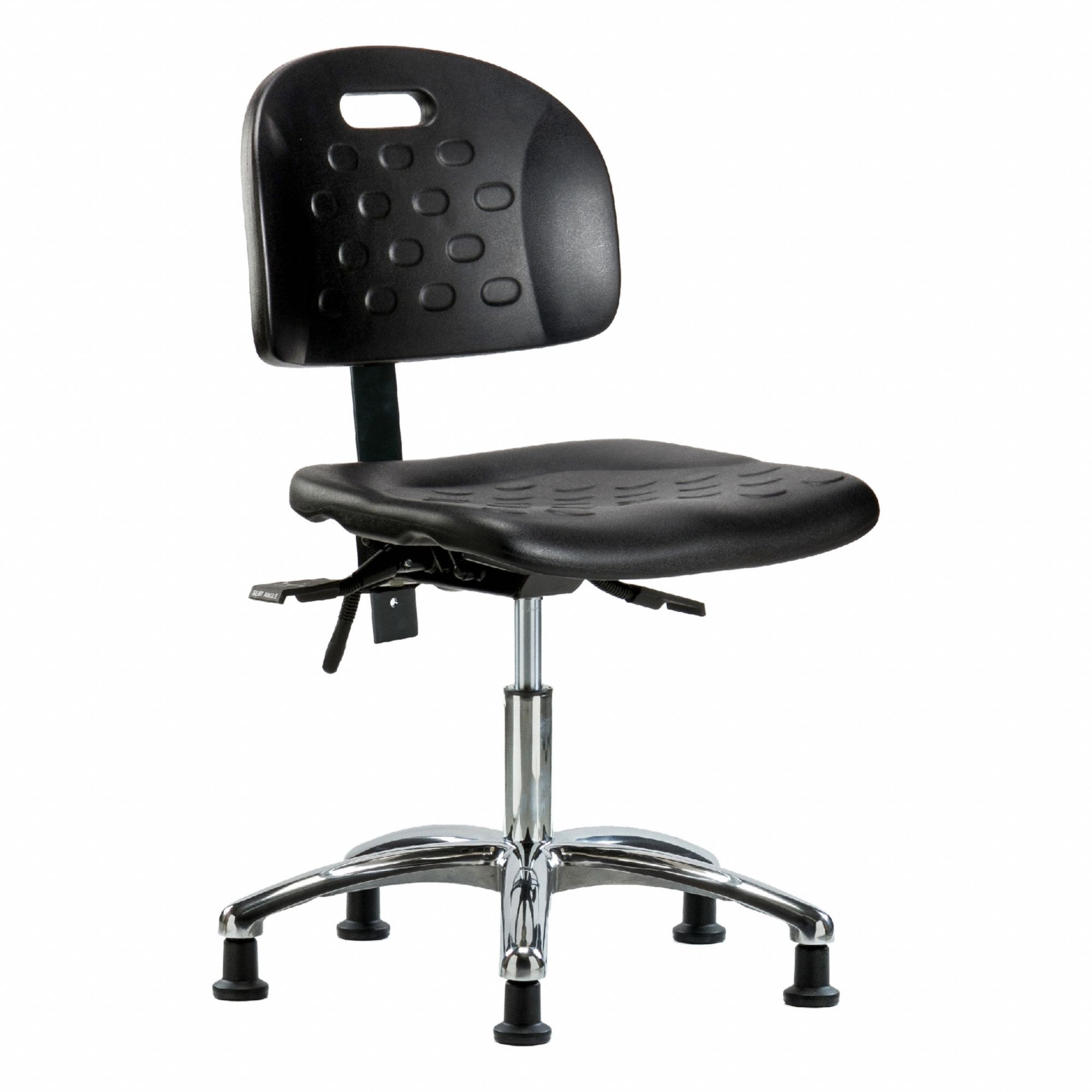 Ergonomic Chair: Polyurethane, Armless, Ht Range 17 3/4 in to 23 in, 18 in Seat Wd, 17 in Seat Dp