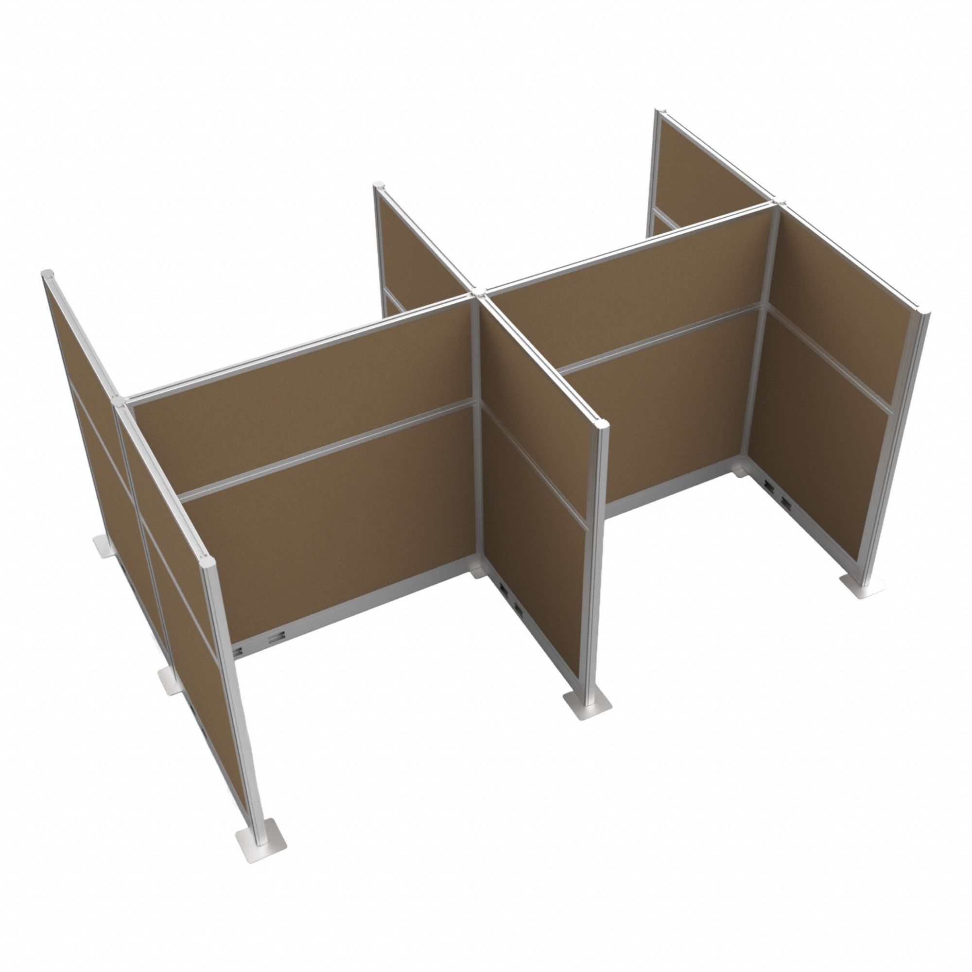 Cubicle Kit: 72 in Overall Ht, 48 in_72 in Overall Wd, 8 Panels, Latte, Fabric