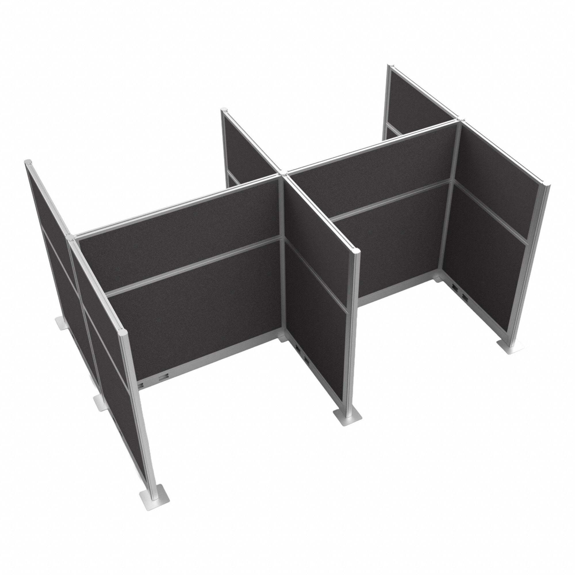 Cubicle Kit: 72 in Overall Ht, 48 in_72 in Overall Wd, 8 Panels, Charcoal Gray, Fabric