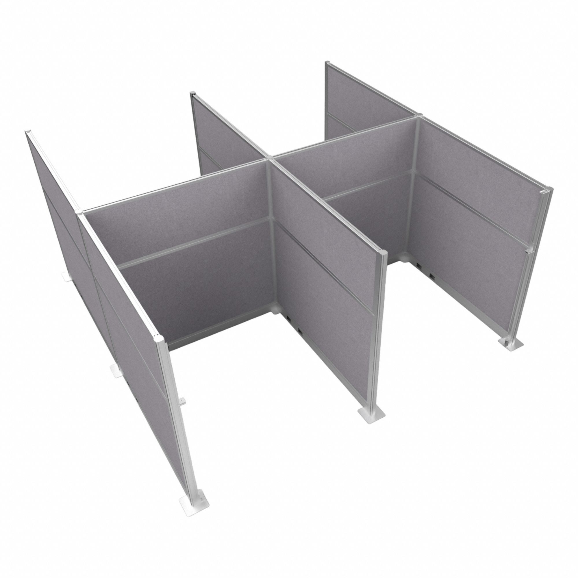 Cubicle Kit: 72 in Overall Ht, 48 in_72 in Overall Wd, 8 Panels, Cloud Gray, Fabric