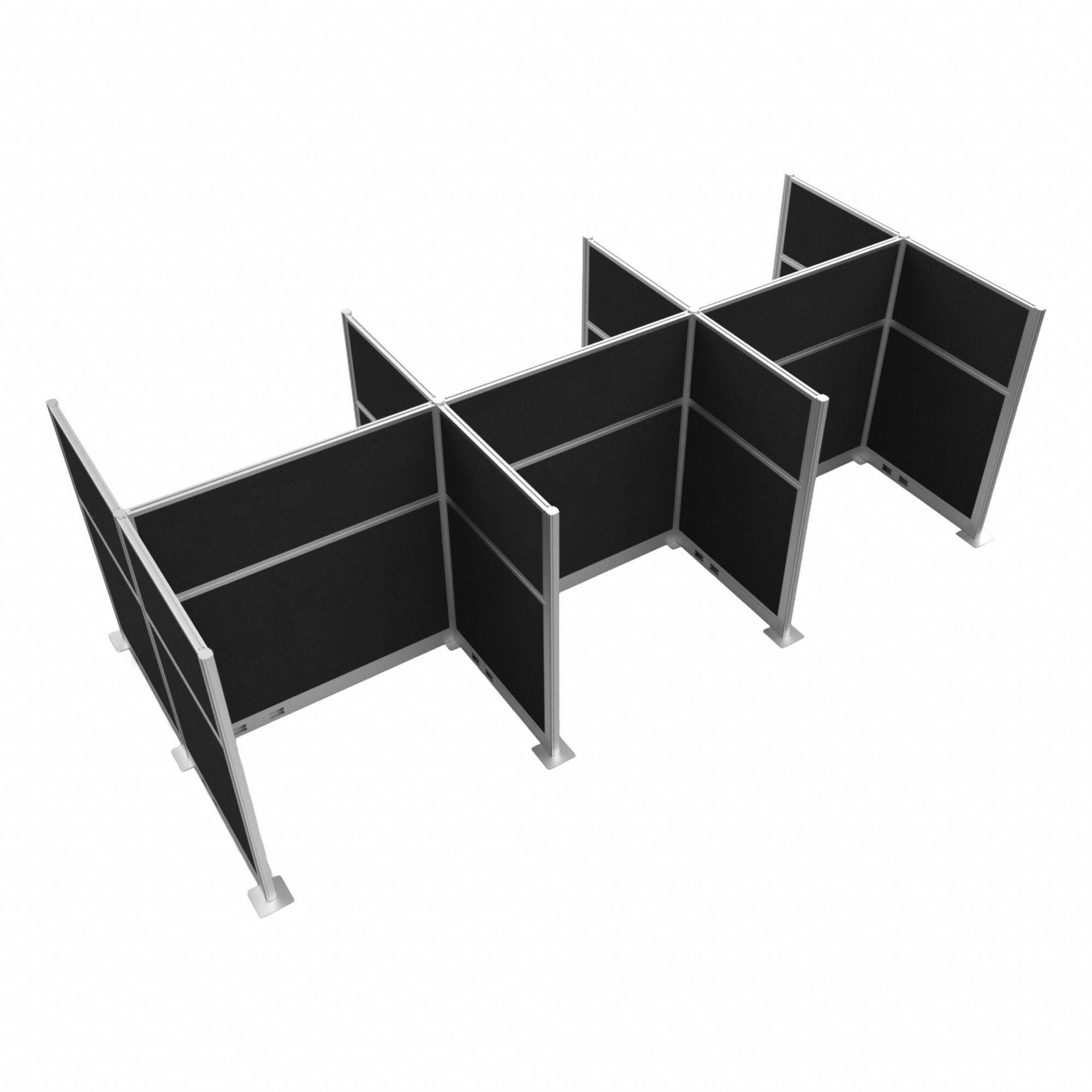 Cubicle Kit: 72 in Overall Ht, 48 in_72 in Overall Wd, 9 Panels, Black, Fabric
