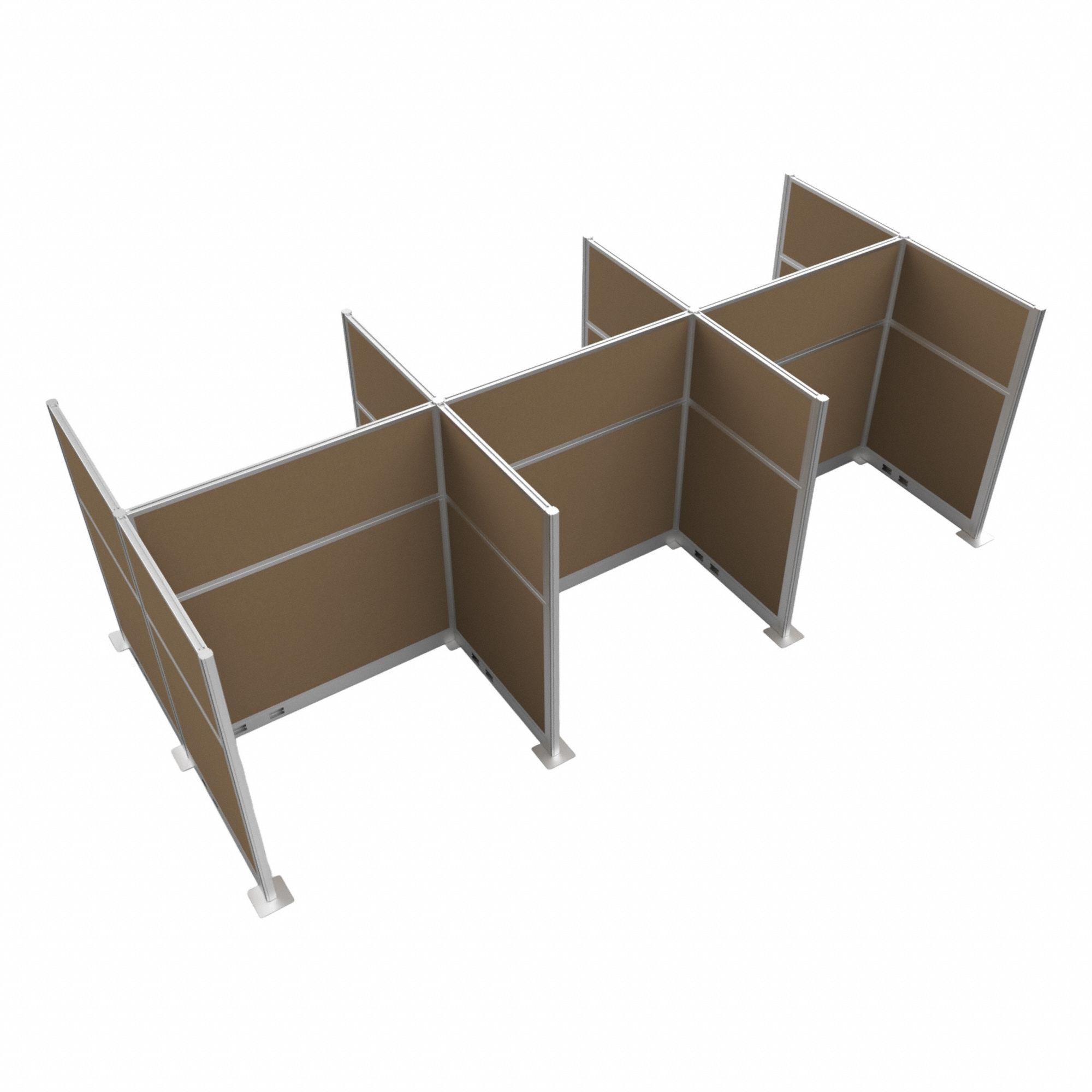 Cubicle Kit: 72 in Overall Ht, 48 in_72 in Overall Wd, 9 Panels, Latte, Fabric