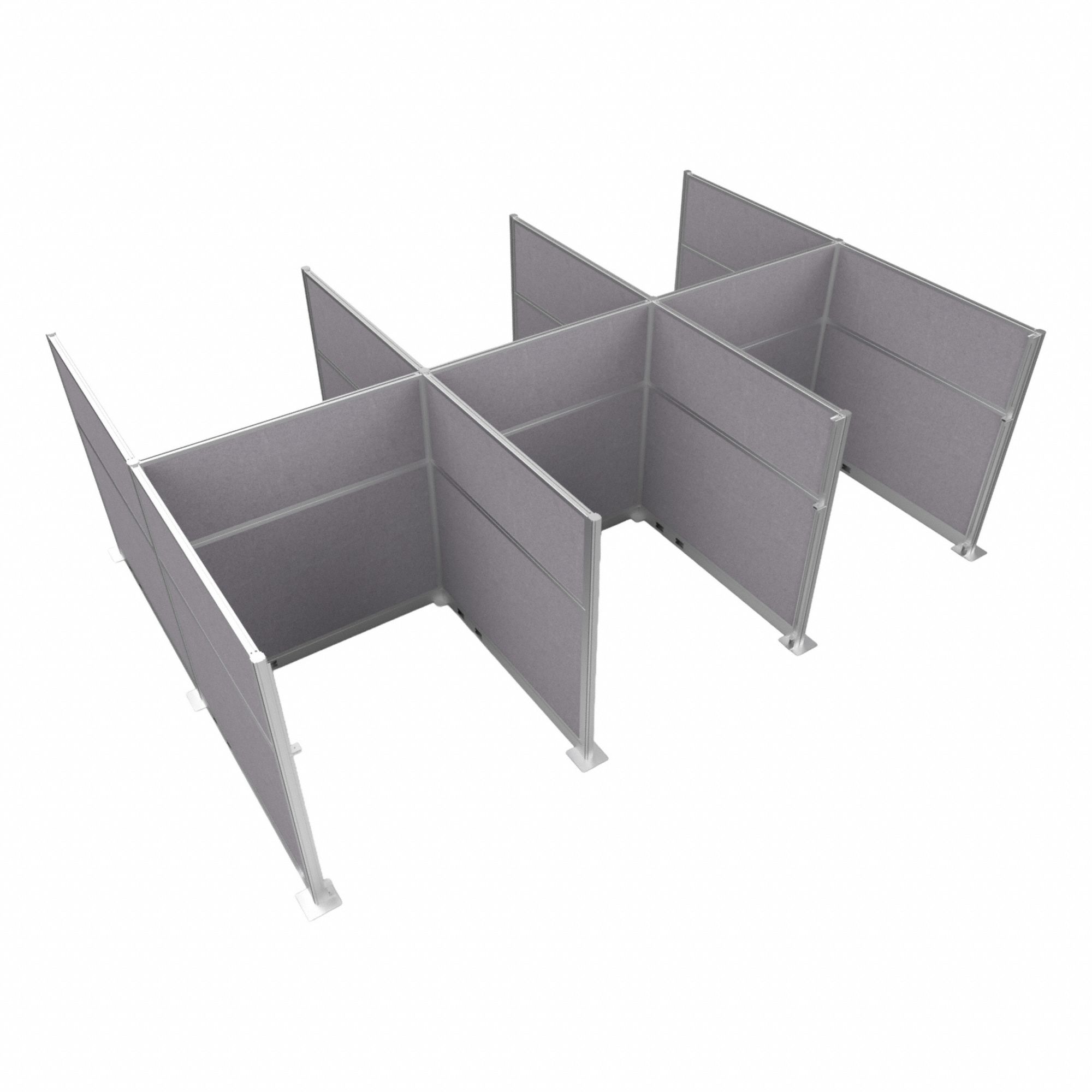 Cubicle Kit: 72 in Overall Ht, 48 in_72 in Overall Wd, 9 Panels, Cloud Gray, Fabric