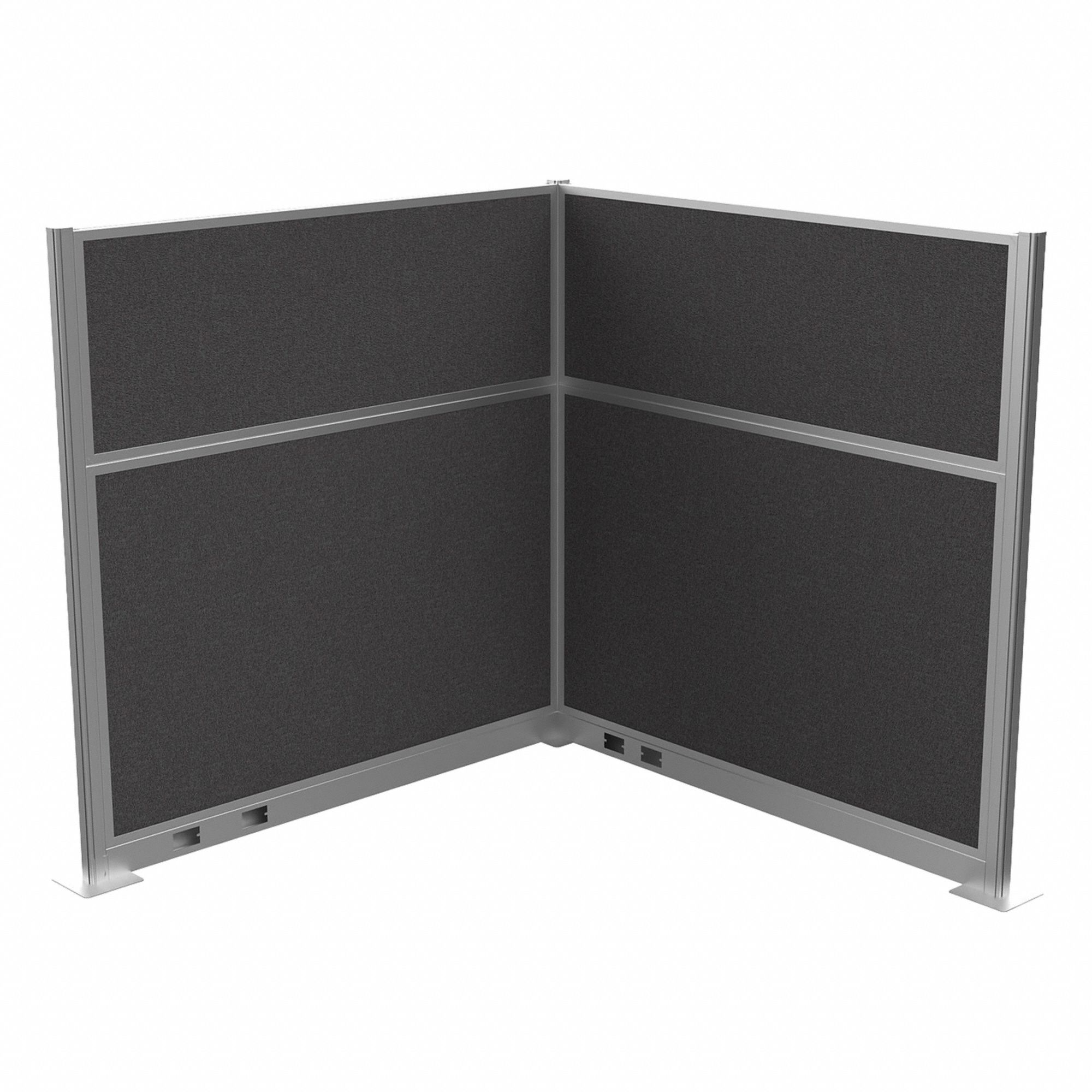 Cubicle Kit: 72 in Overall Ht, 72 in Overall Wd, 2 Panels, Charcoal Gray, Fabric