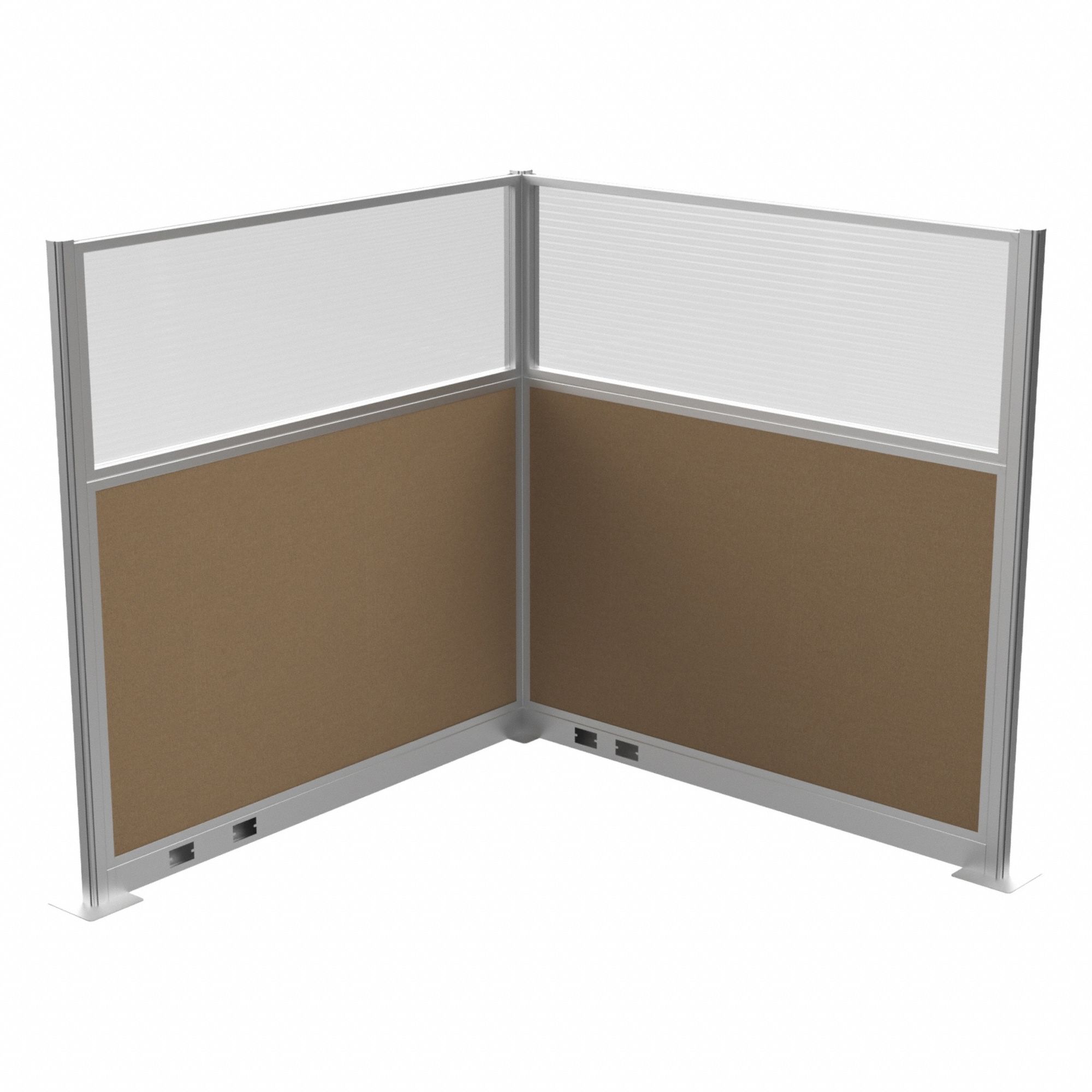 Cubicle Kit: 72 in Overall Ht, 72 in Overall Wd, 2 Panels, Latte, Fabric/Polycarbonate