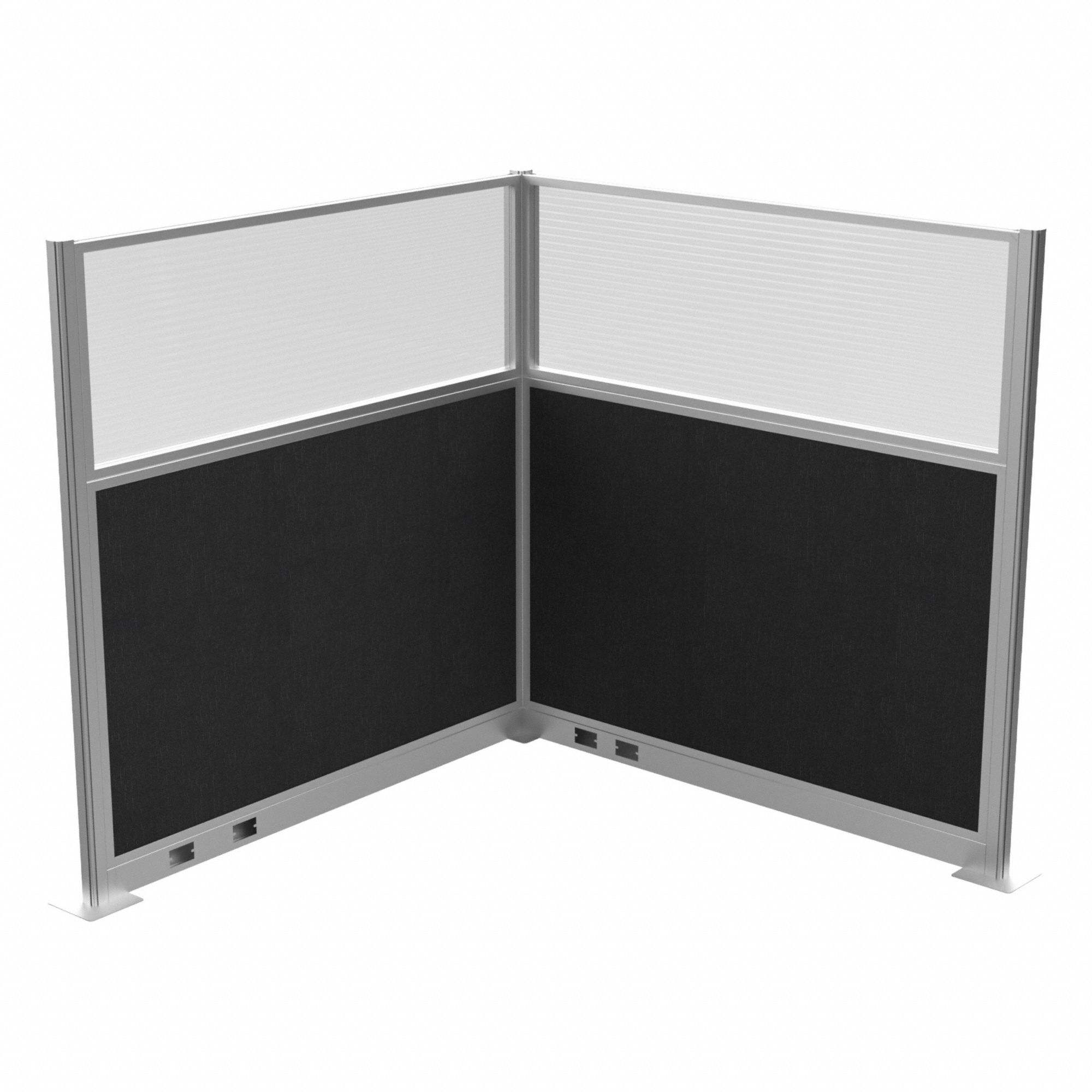 Cubicle Kit: 72 in Overall Ht, 72 in Overall Wd, 2 Panels, Black, Fabric/Polycarbonate