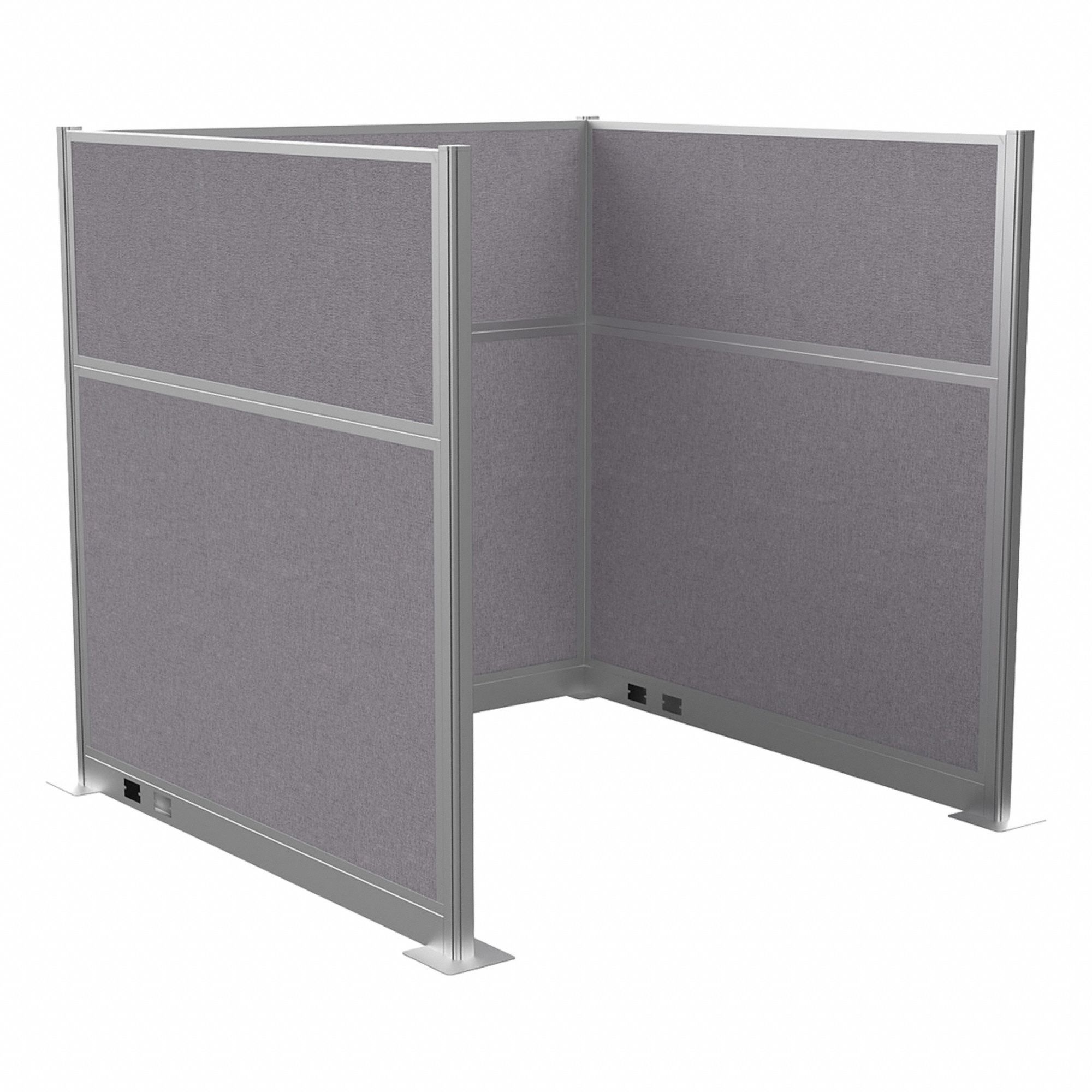 Cubicle Kit: 72 in Overall Ht, 72 in Overall Wd, 3 Panels, Cloud Gray, Fabric