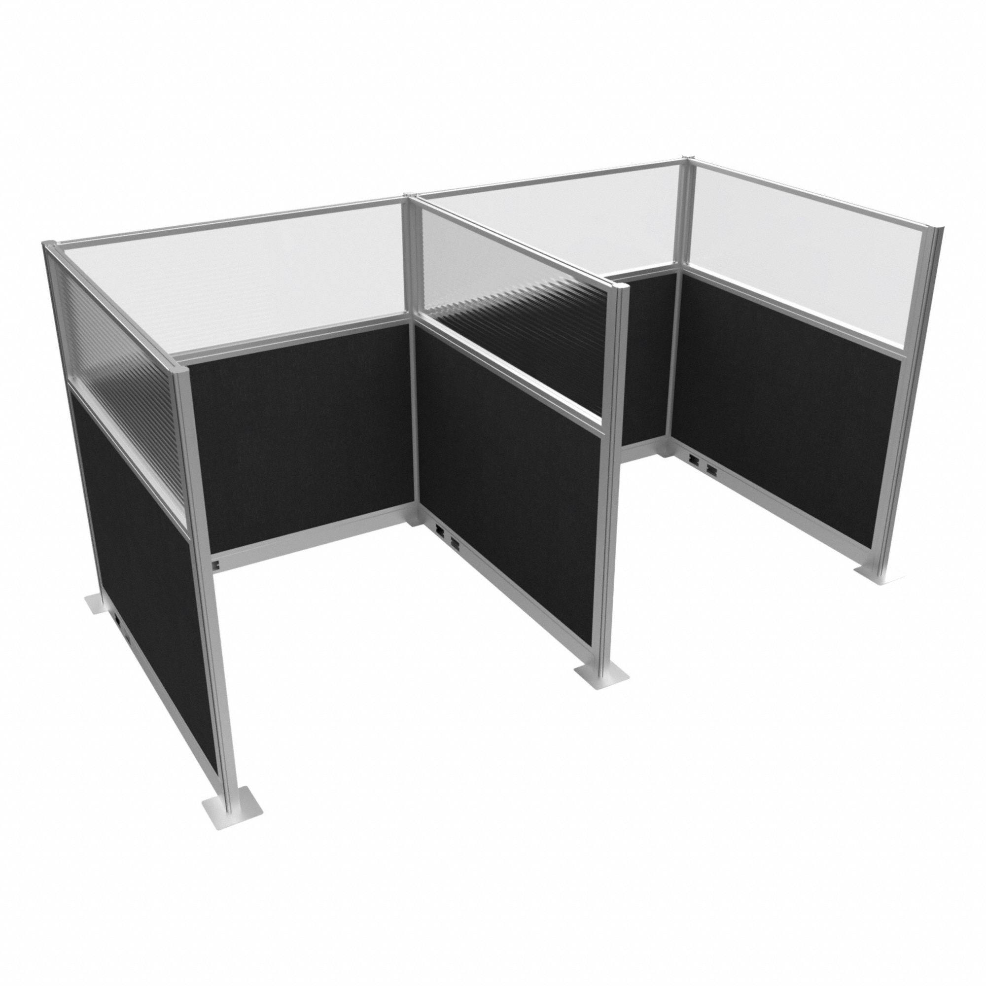 Cubicle Kit: 72 in Overall Ht, 72 in Overall Wd, 5 Panels, Black, Fabric/Polycarbonate
