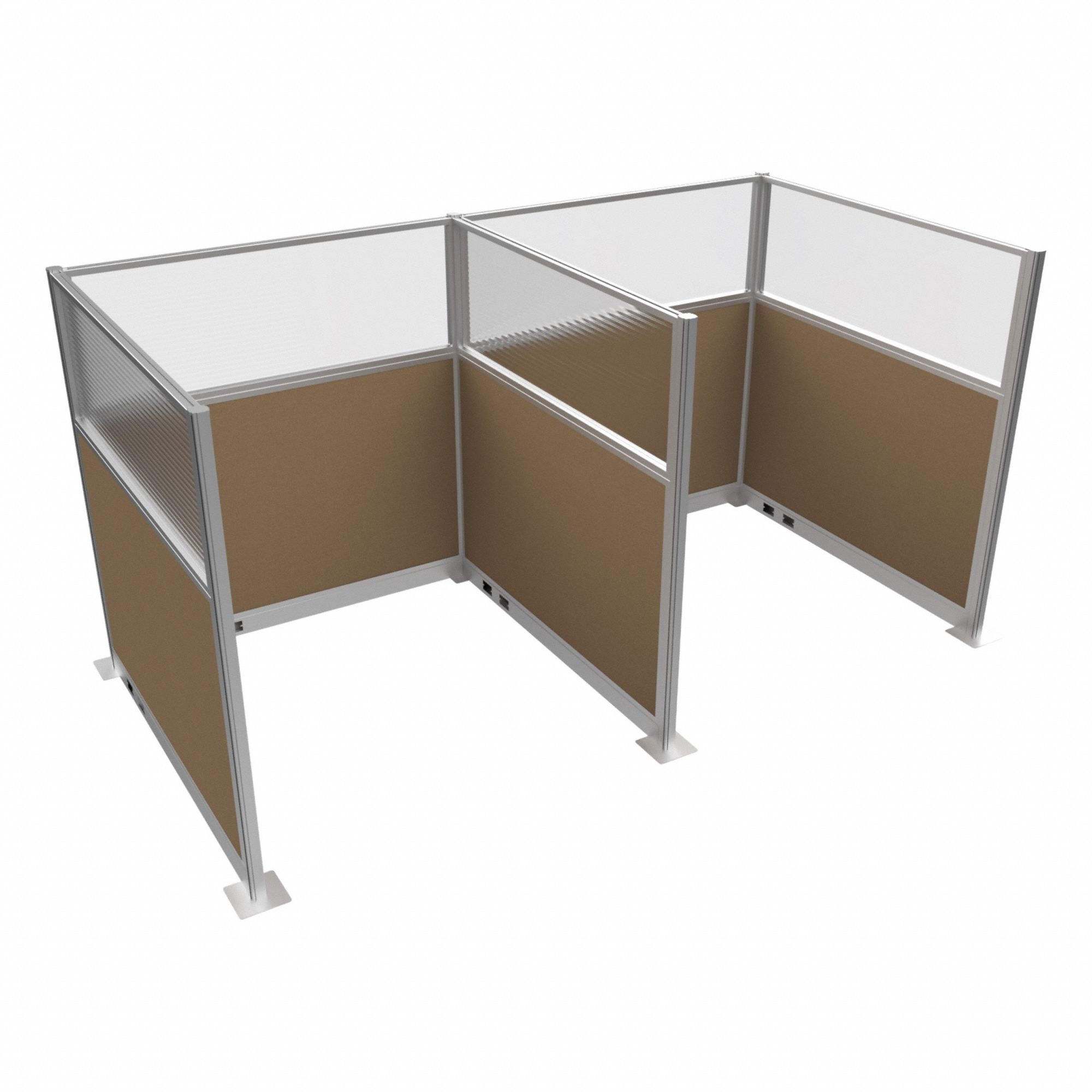 Cubicle Kit: 72 in Overall Ht, 72 in Overall Wd, 5 Panels, Latte, Fabric/Polycarbonate