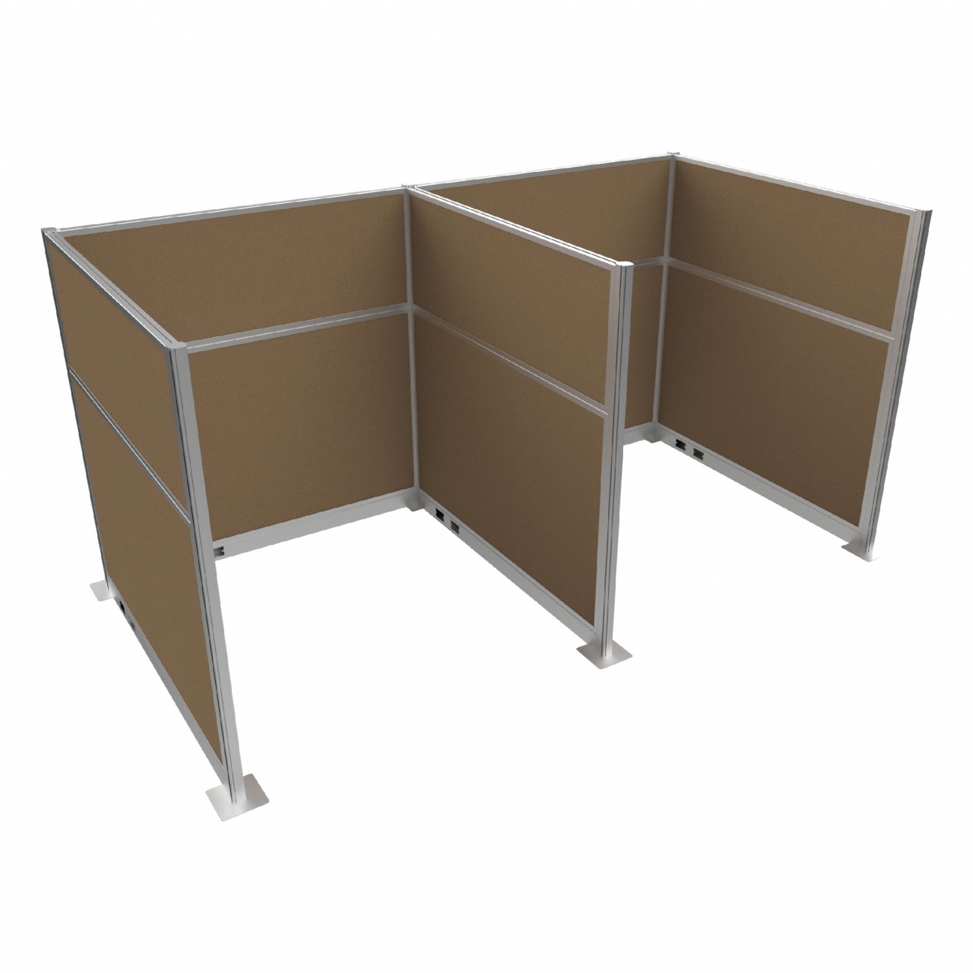 Cubicle Kit: 72 in Overall Ht, 72 in Overall Wd, 5 Panels, Latte, Fabric