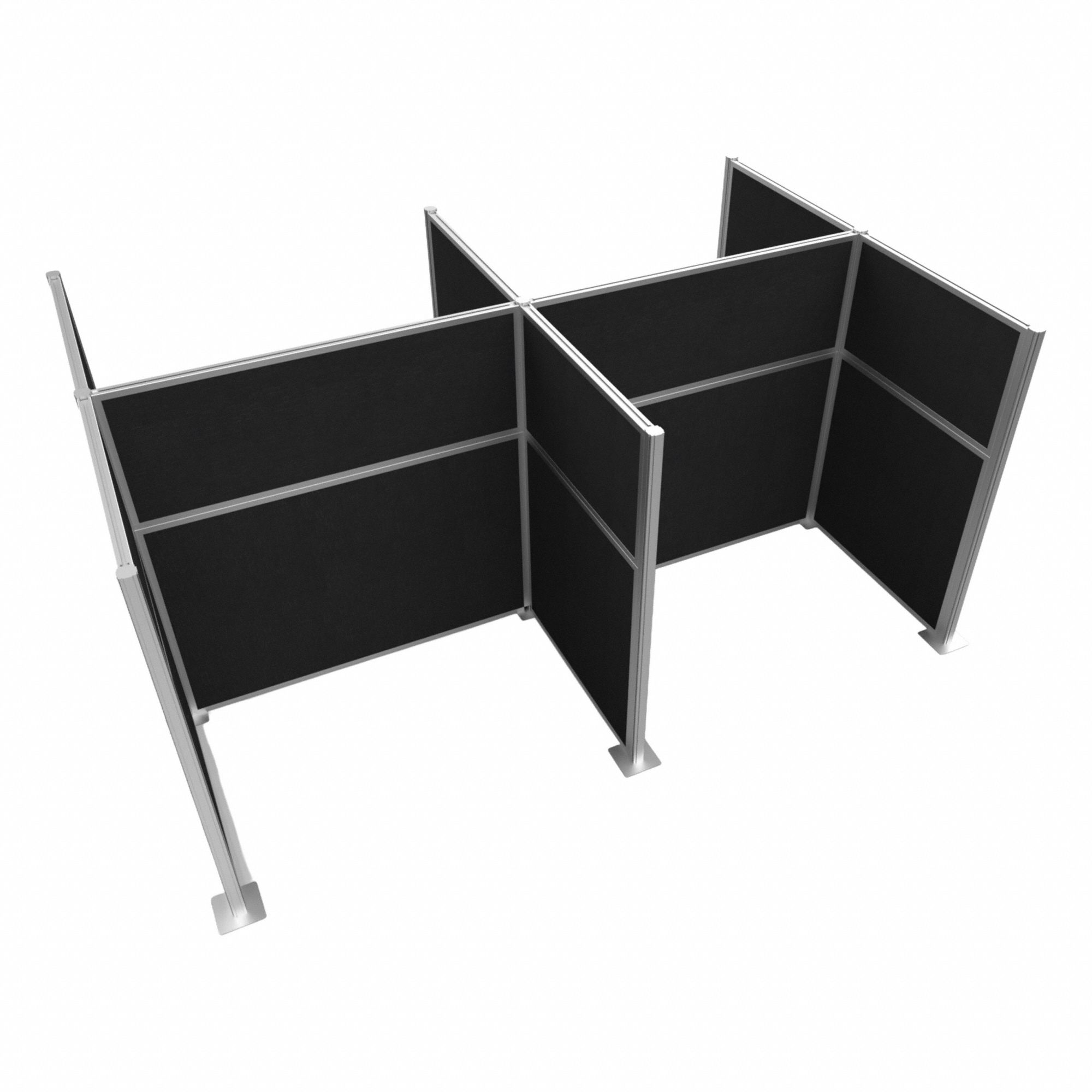 Cubicle Kit: 72 in Overall Ht, 48 in_72 in Overall Wd, 8 Panels, Black, Fabric