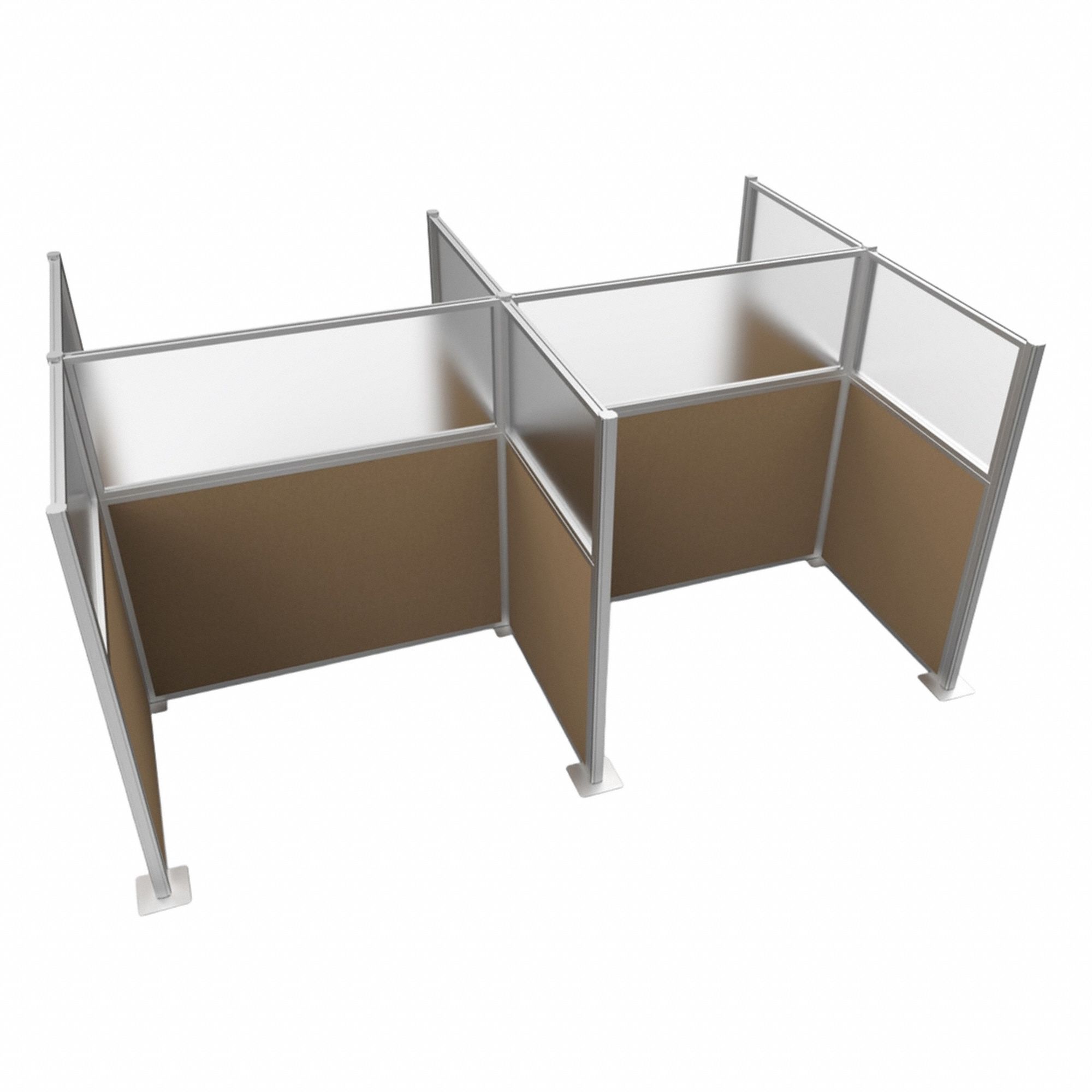 Cubicle Kit: 72 in Overall Ht, 48 in_72 in Overall Wd, 8 Panels, Latte, Fabric/Polycarbonate