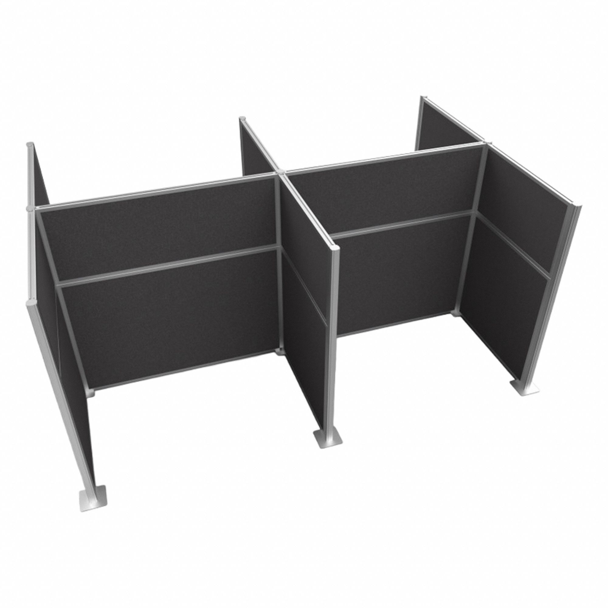 Cubicle Kit: 72 in Overall Ht, 48 in_72 in Overall Wd, 8 Panels, Charcoal Gray, Fabric