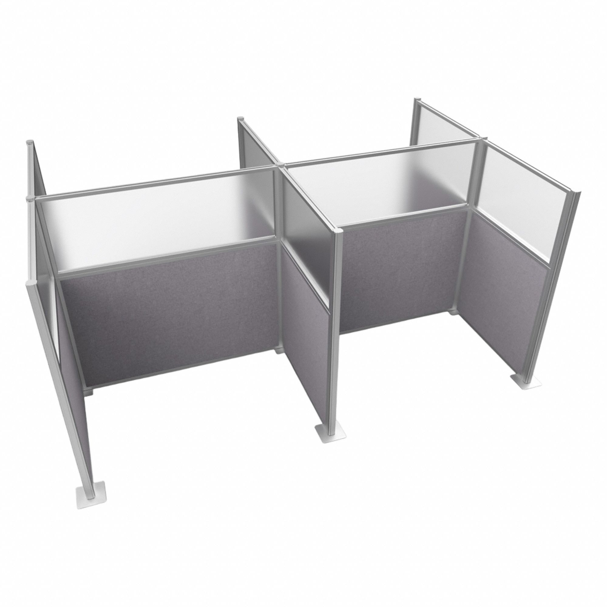 Cubicle Kit: 72 in Overall Ht, 48 in_72 in Overall Wd, 8 Panels, Cloud Gray