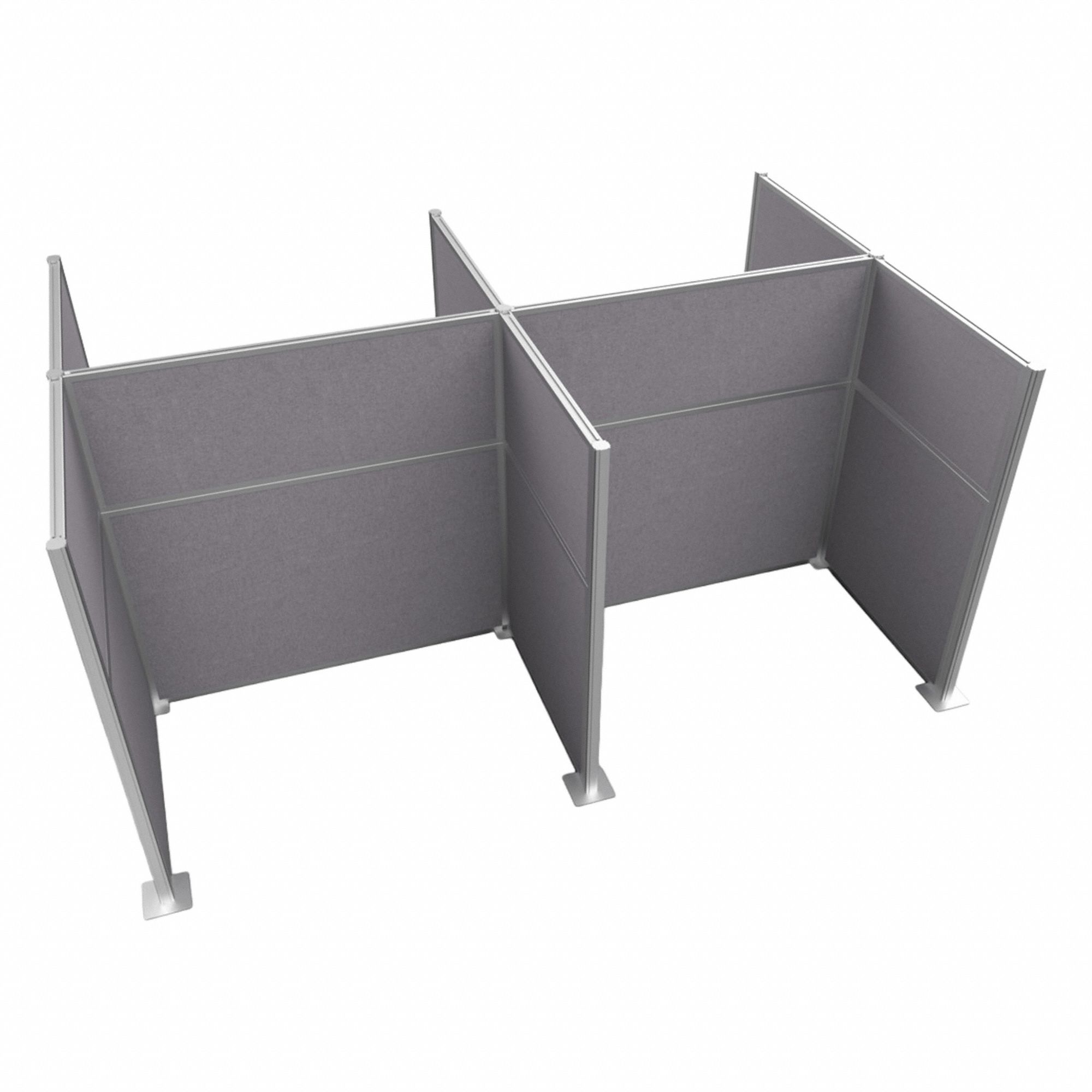 Cubicle Kit: 72 in Overall Ht, 48 in_72 in Overall Wd, 8 Panels, Cloud Gray, Fabric