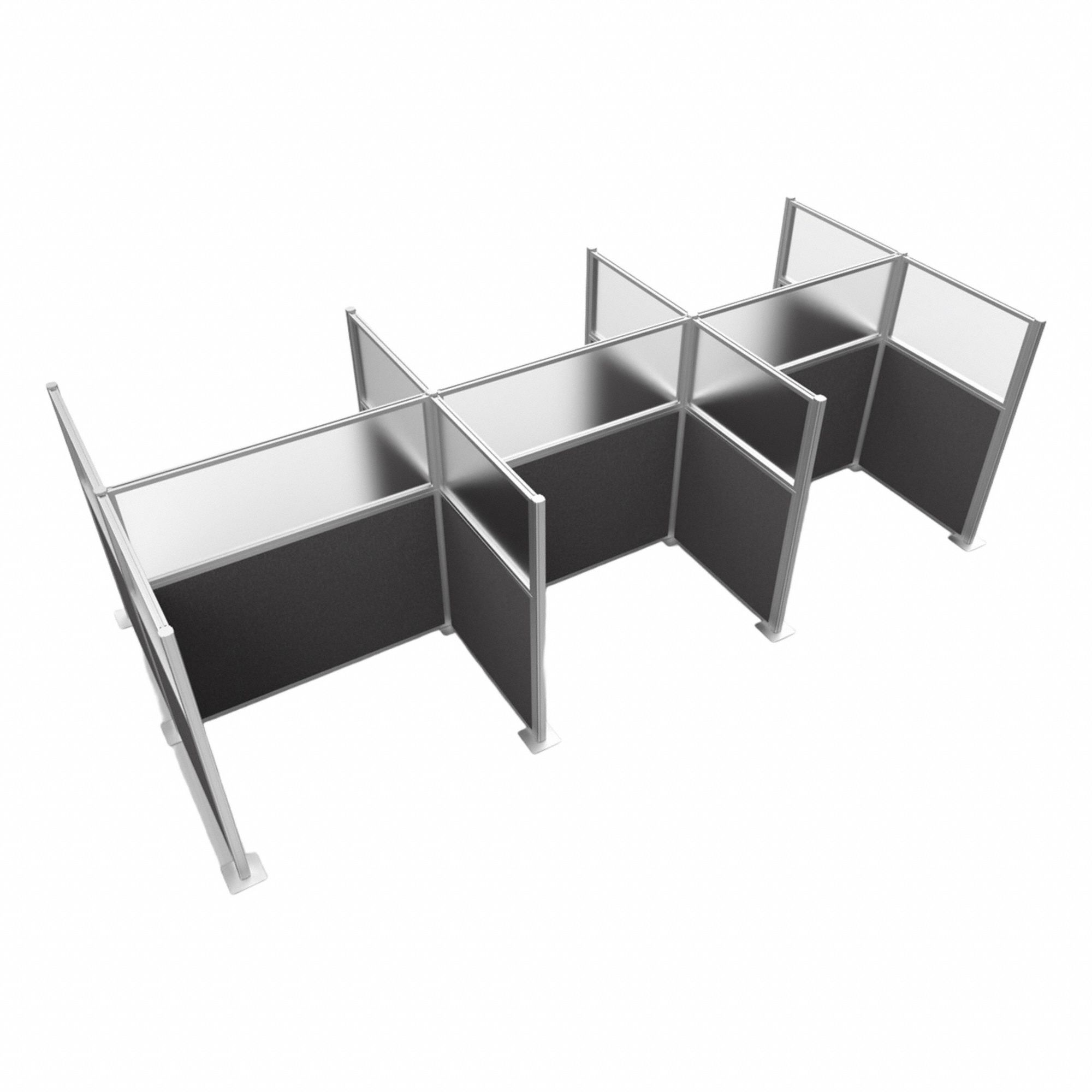 Cubicle Kit: 72 in Overall Ht, 48 in_72 in Overall Wd, 9 Panels, Charcoal Gray