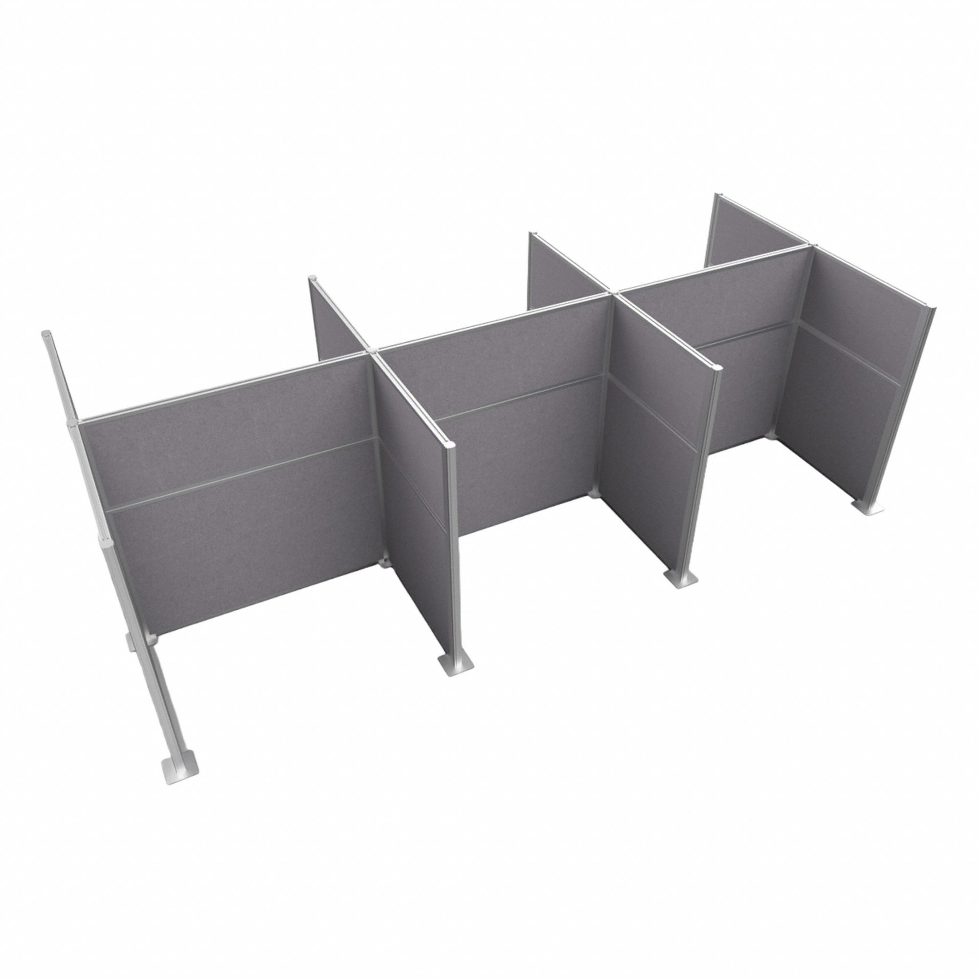 Cubicle Kit: 72 in Overall Ht, 48 in_72 in Overall Wd, 9 Panels, Cloud Gray, Fabric