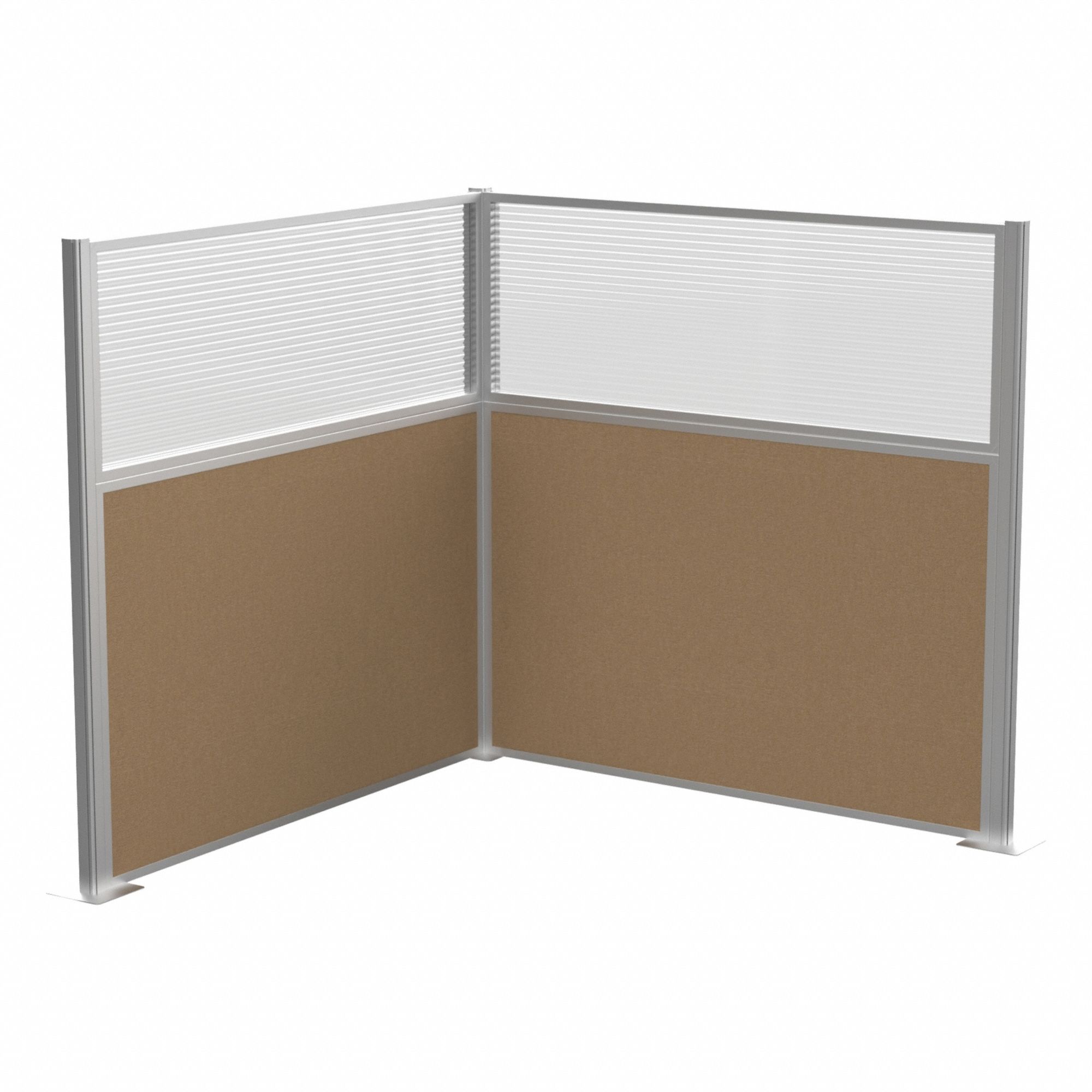 Cubicle Kit: 72 in Overall Ht, 72 in Overall Wd, 2 Panels, Latte, Fabric/Polycarbonate