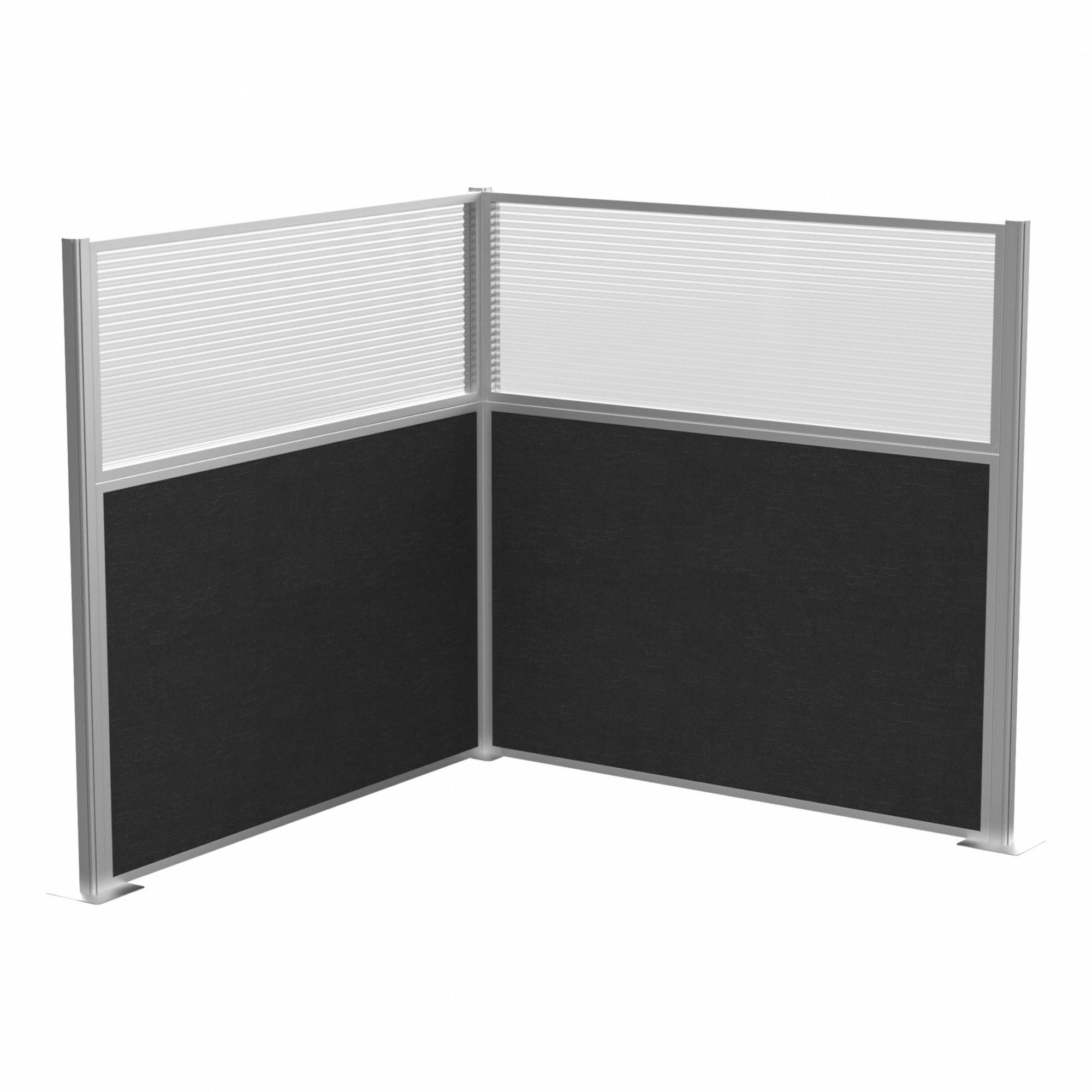 Cubicle Kit: 72 in Overall Ht, 72 in Overall Wd, 2 Panels, Black, Fabric/Polycarbonate