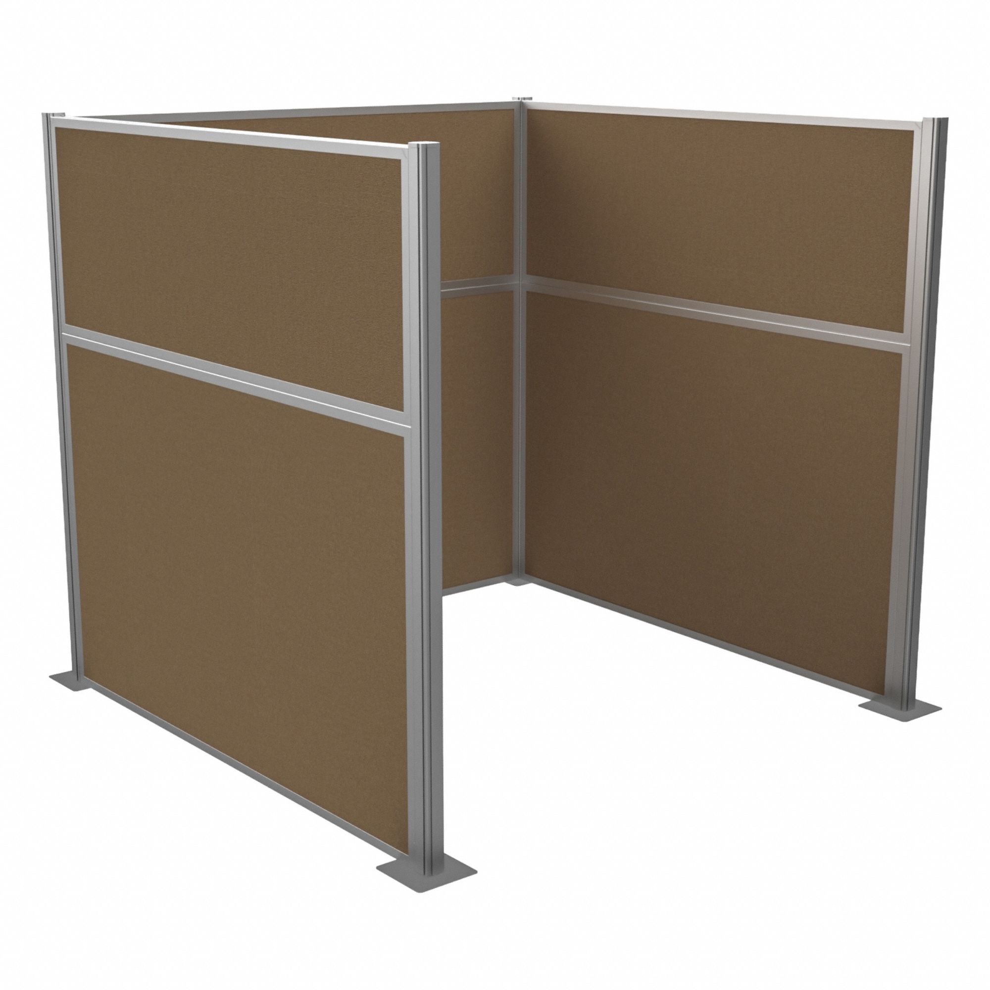 Cubicle Kit: 72 in Overall Ht, 72 in Overall Wd, 3 Panels, Latte, Fabric