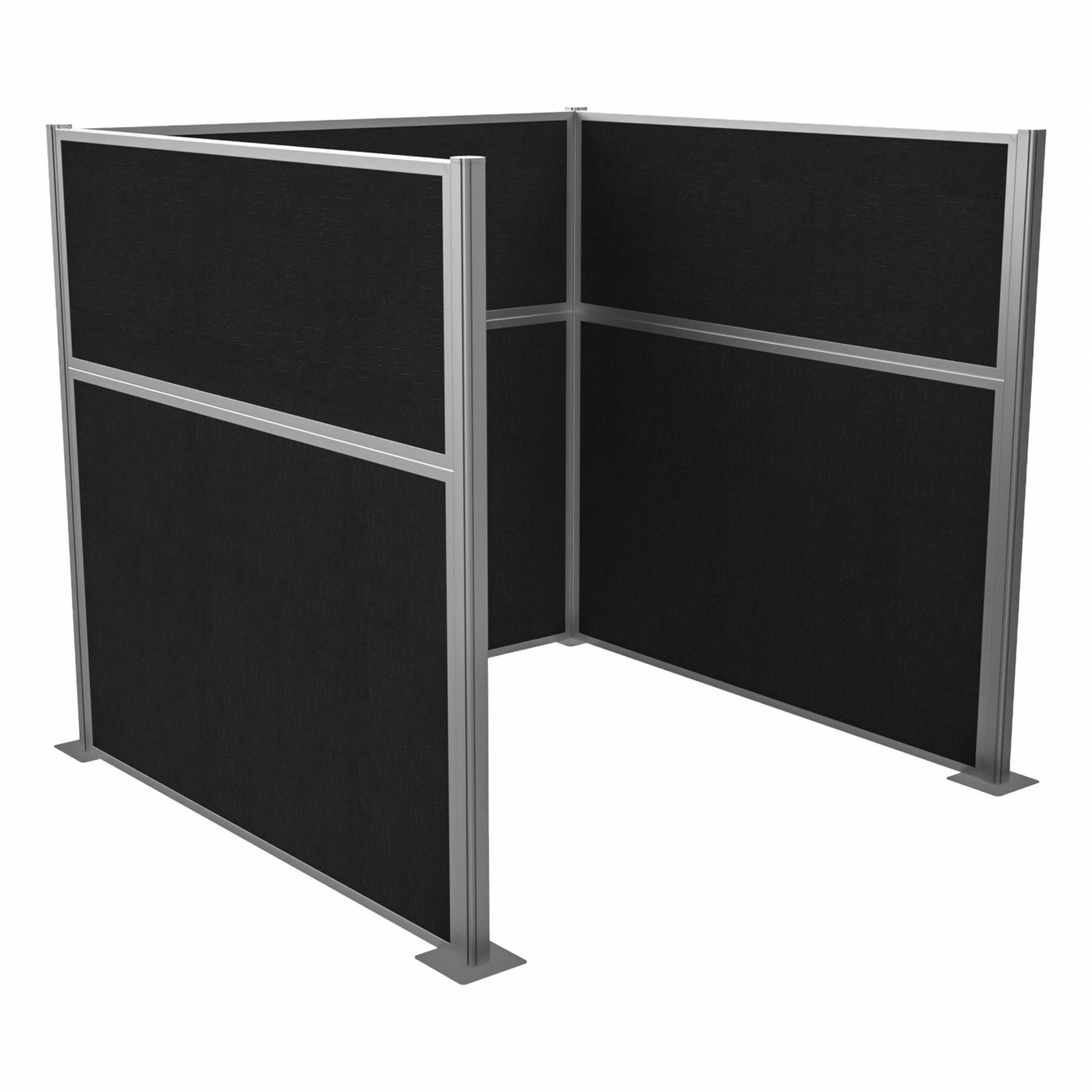 Cubicle Kit: 72 in Overall Ht, 72 in Overall Wd, 3 Panels, Black, Fabric
