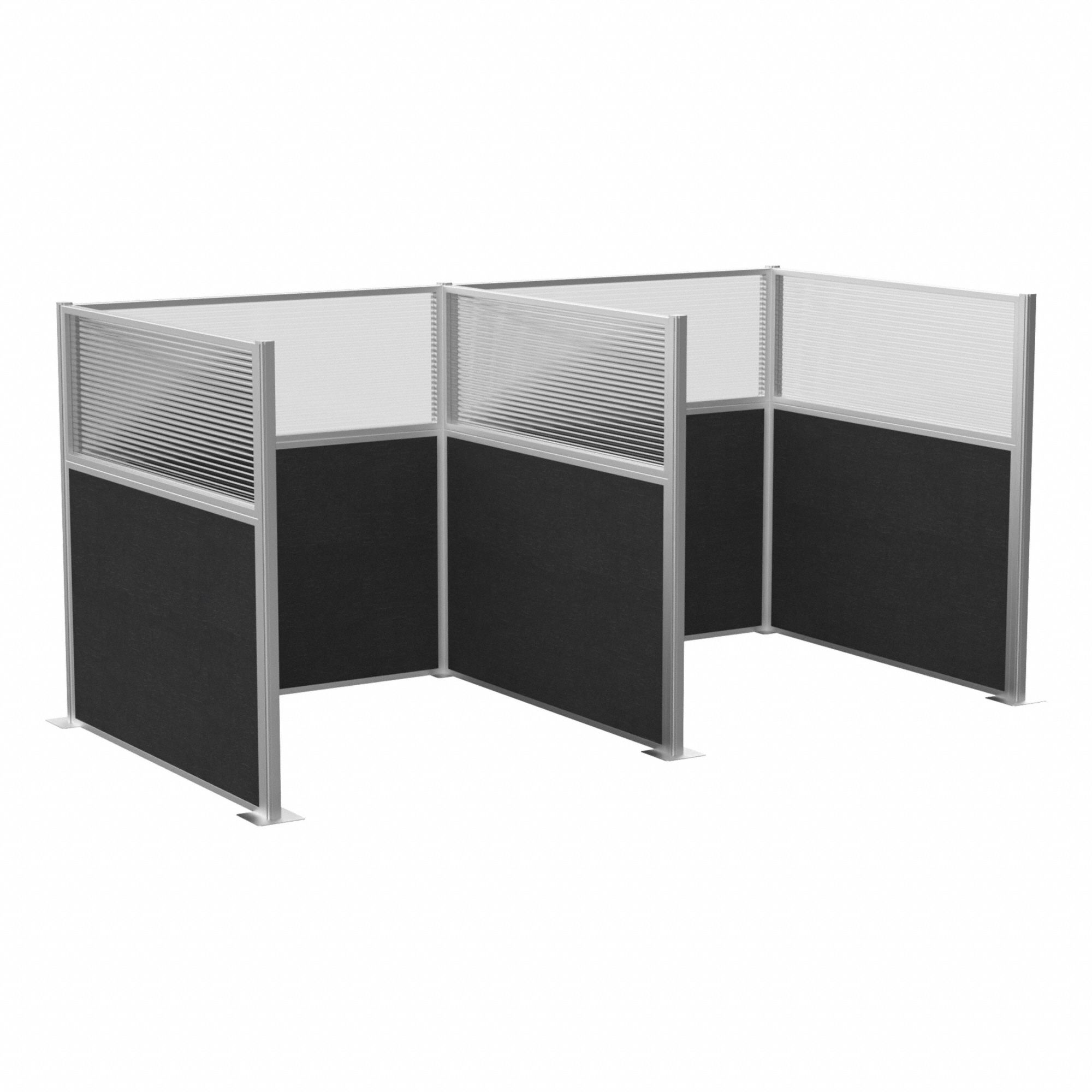 Cubicle Kit: 72 in Overall Ht, 72 in Overall Wd, 5 Panels, Black, Fabric/Polycarbonate