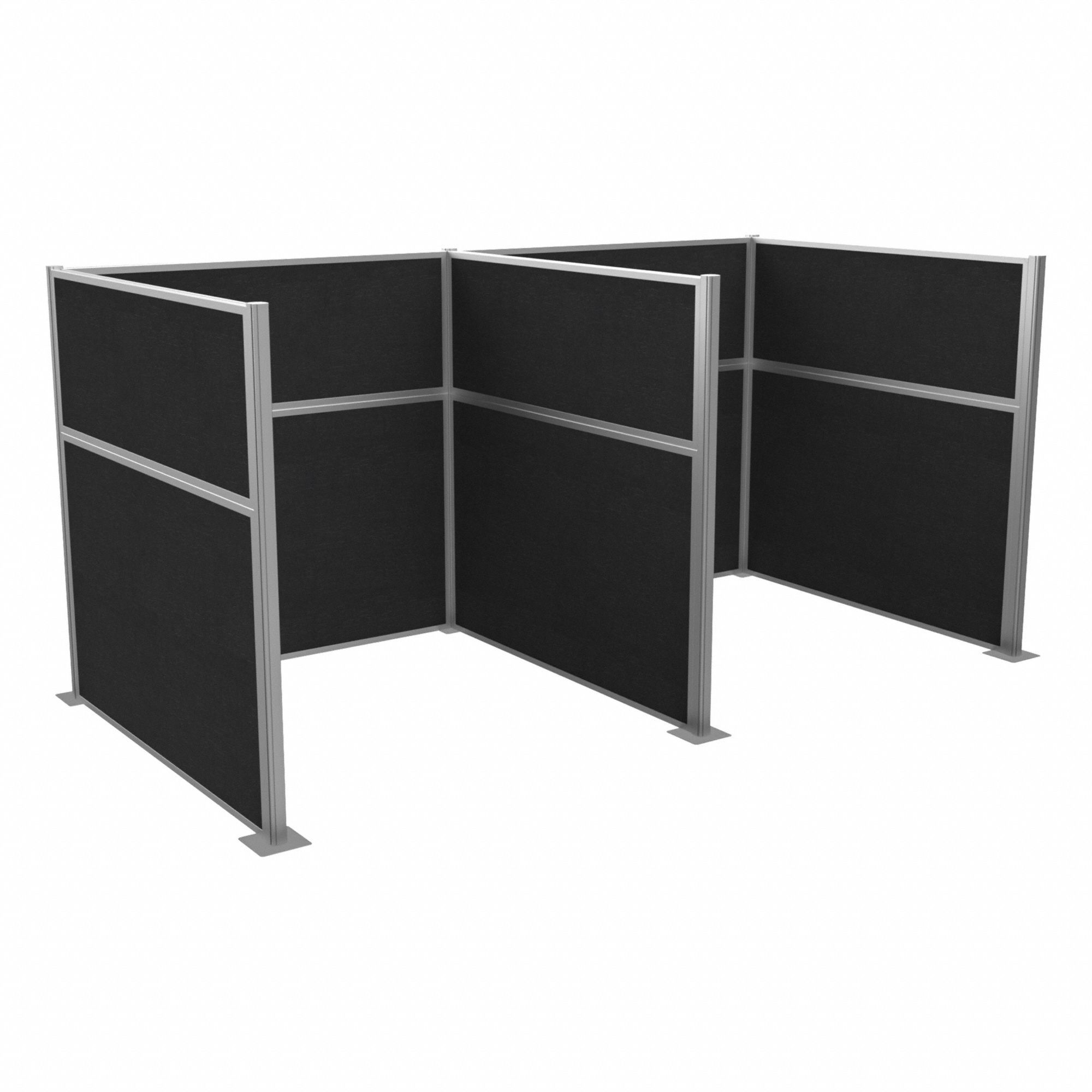 Cubicle Kit: 72 in Overall Ht, 72 in Overall Wd, 5 Panels, Black, Fabric