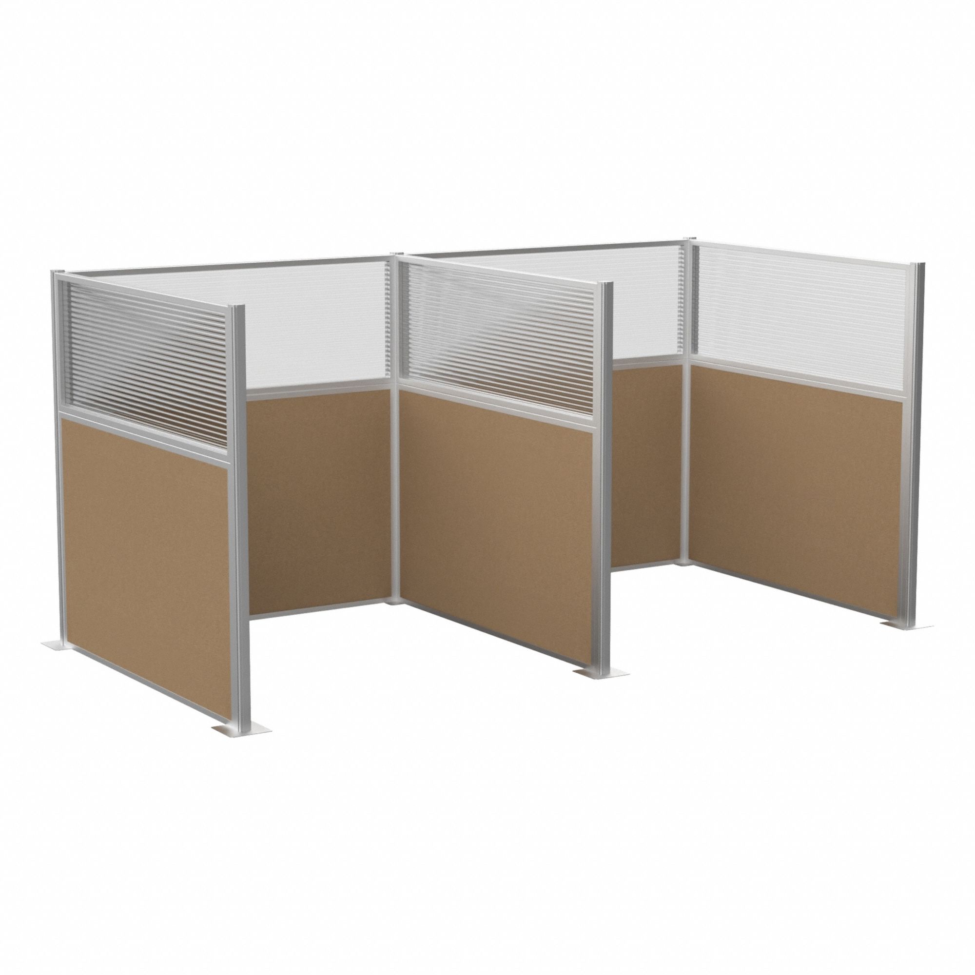 Cubicle Kit: 72 in Overall Ht, 72 in Overall Wd, 5 Panels, Latte, Fabric/Polycarbonate
