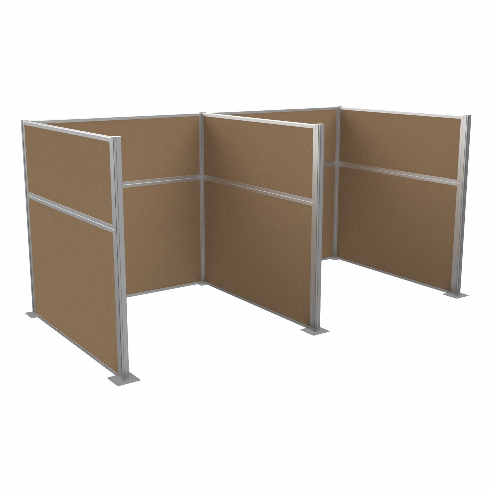 Cubicle Kit: 72 in Overall Ht, 72 in Overall Wd, 5 Panels, Latte, Fabric