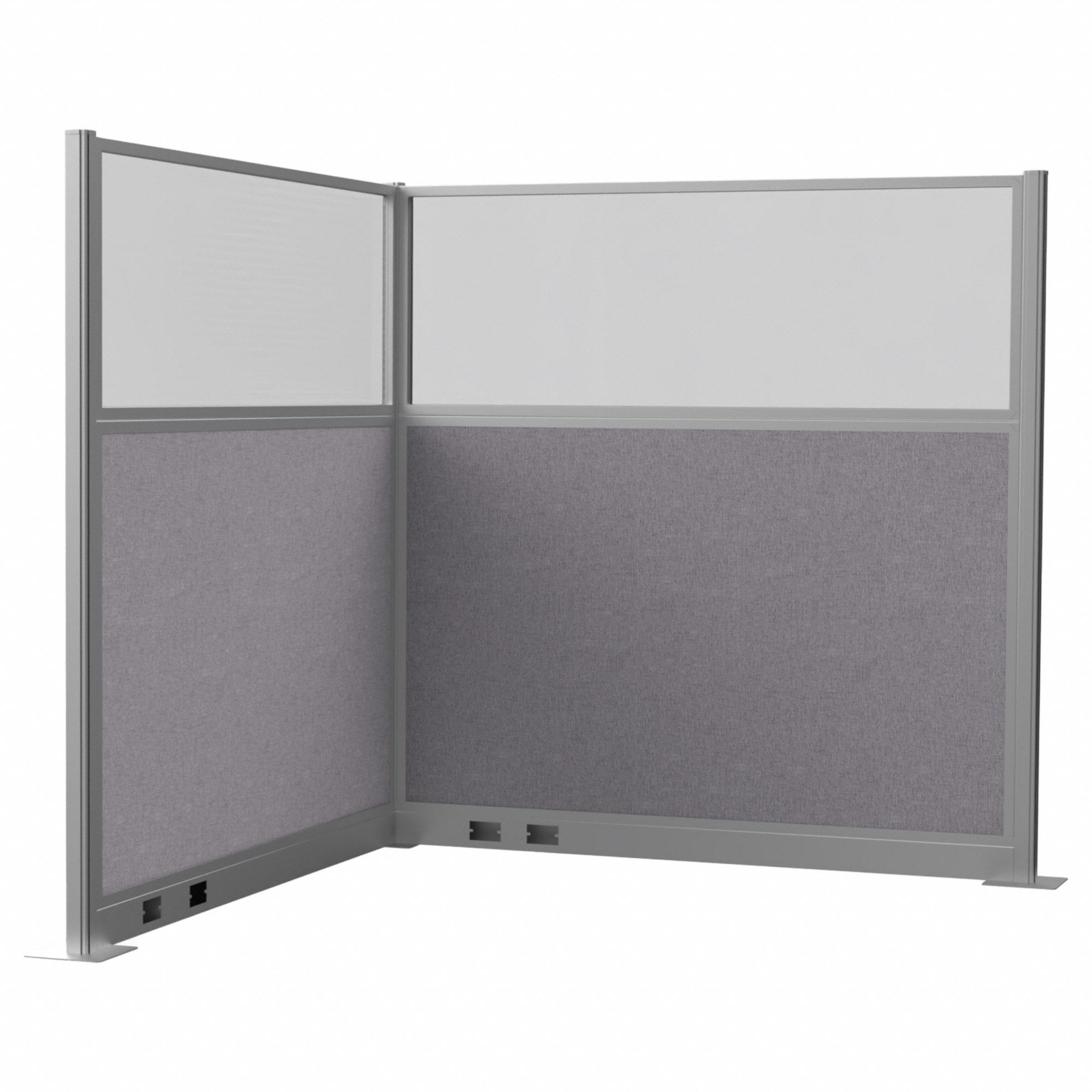 Cubicle Wall: 72 in Overall Ht, 72 in Overall Wd, 4 Panels, Cloud Gray, Fabric