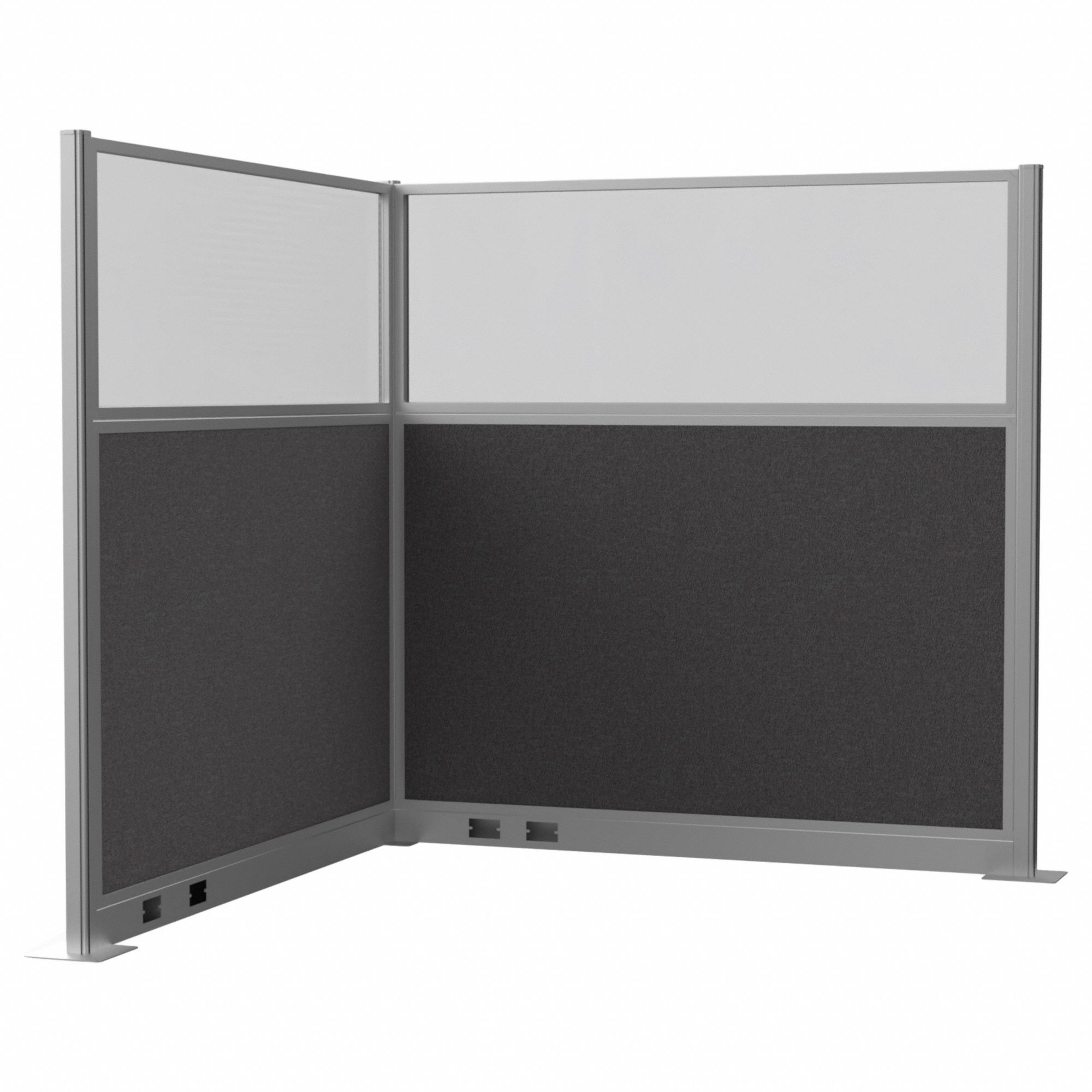 Cubicle Wall: 72 in Overall Ht, 72 in Overall Wd, 4 Panels, Charcoal, Fabric