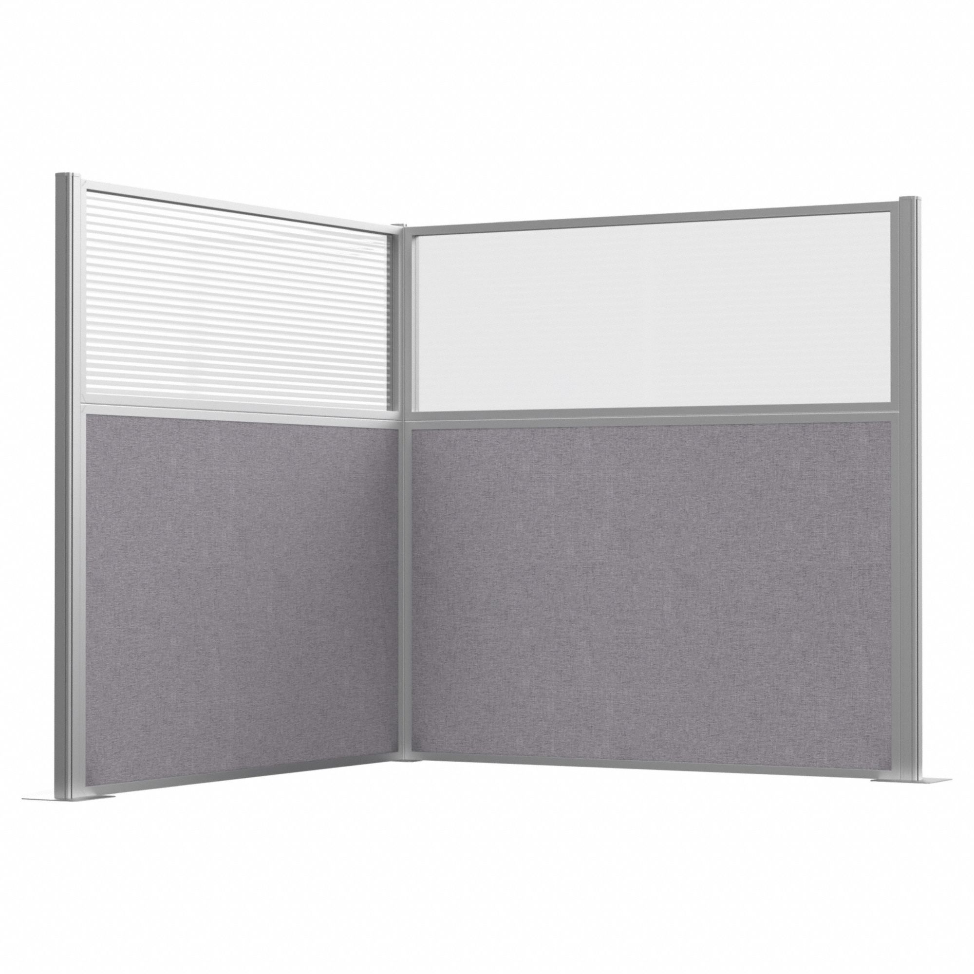 Cubicle Wall: 72 in Overall Ht, 72 in Overall Wd, 4 Panels, Cloud Gray, Fabric