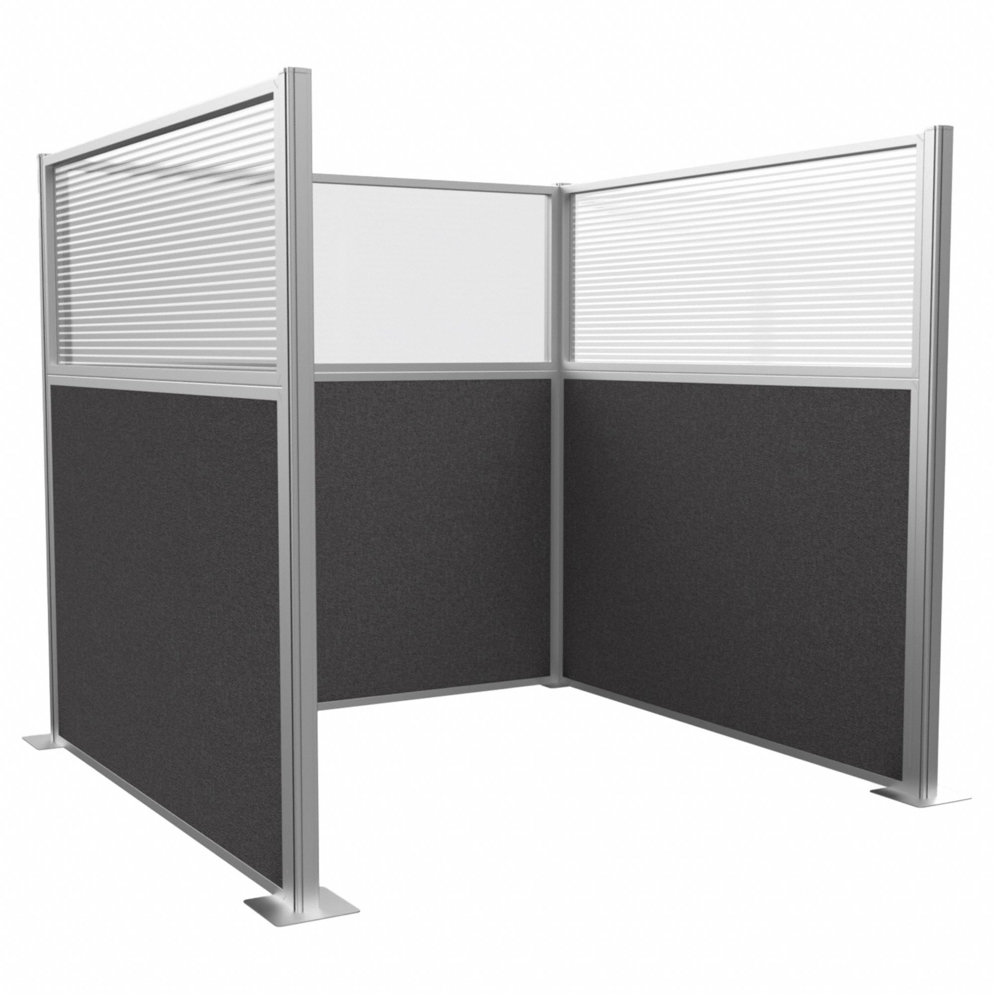 Cubicle Wall: 72 in Overall Ht, 72 in Overall Wd, 6 Panels, Charcoal, Fabric