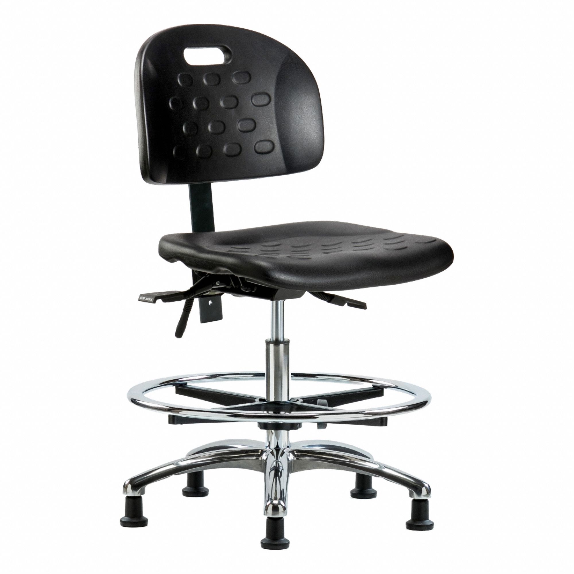 Poly Chair Chrome, Med, FR, Stat, Black