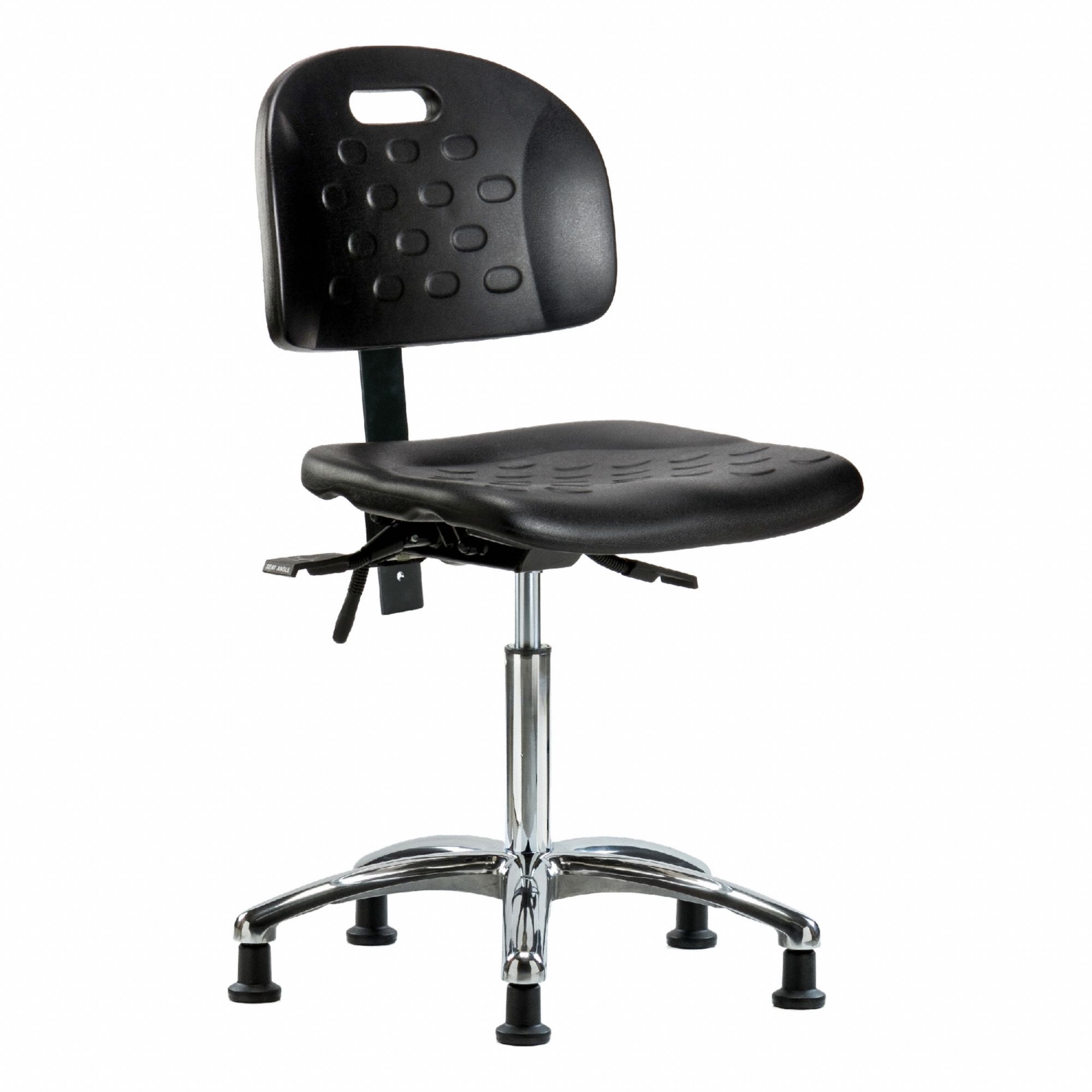 Poly Chair Chrome, Med, Glides, Black