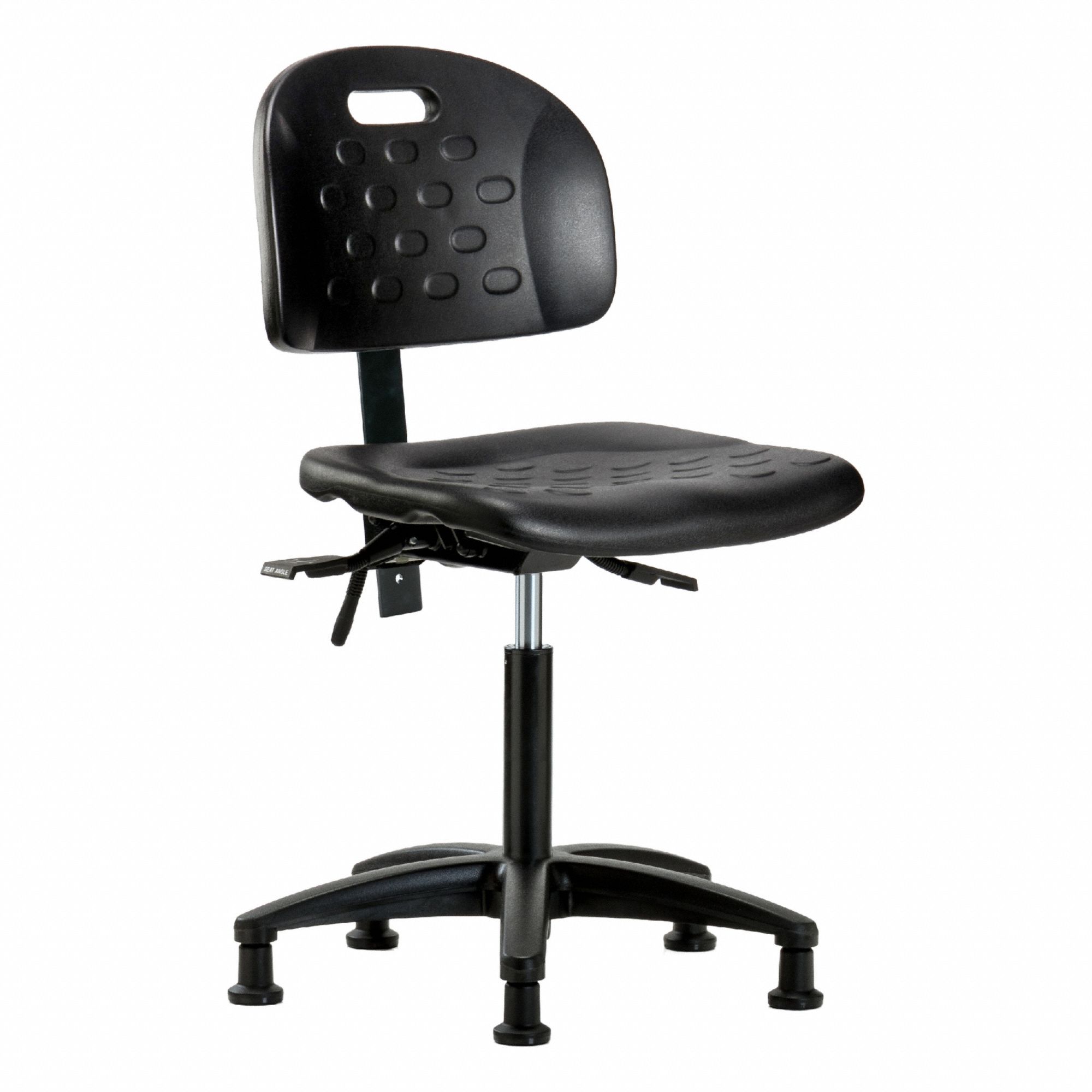 Ergonomic Chair: Polyurethane, Armless, Ht Range 19 3/4 in to 27 1/2 in, 18 in Seat Wd, 0 Casters