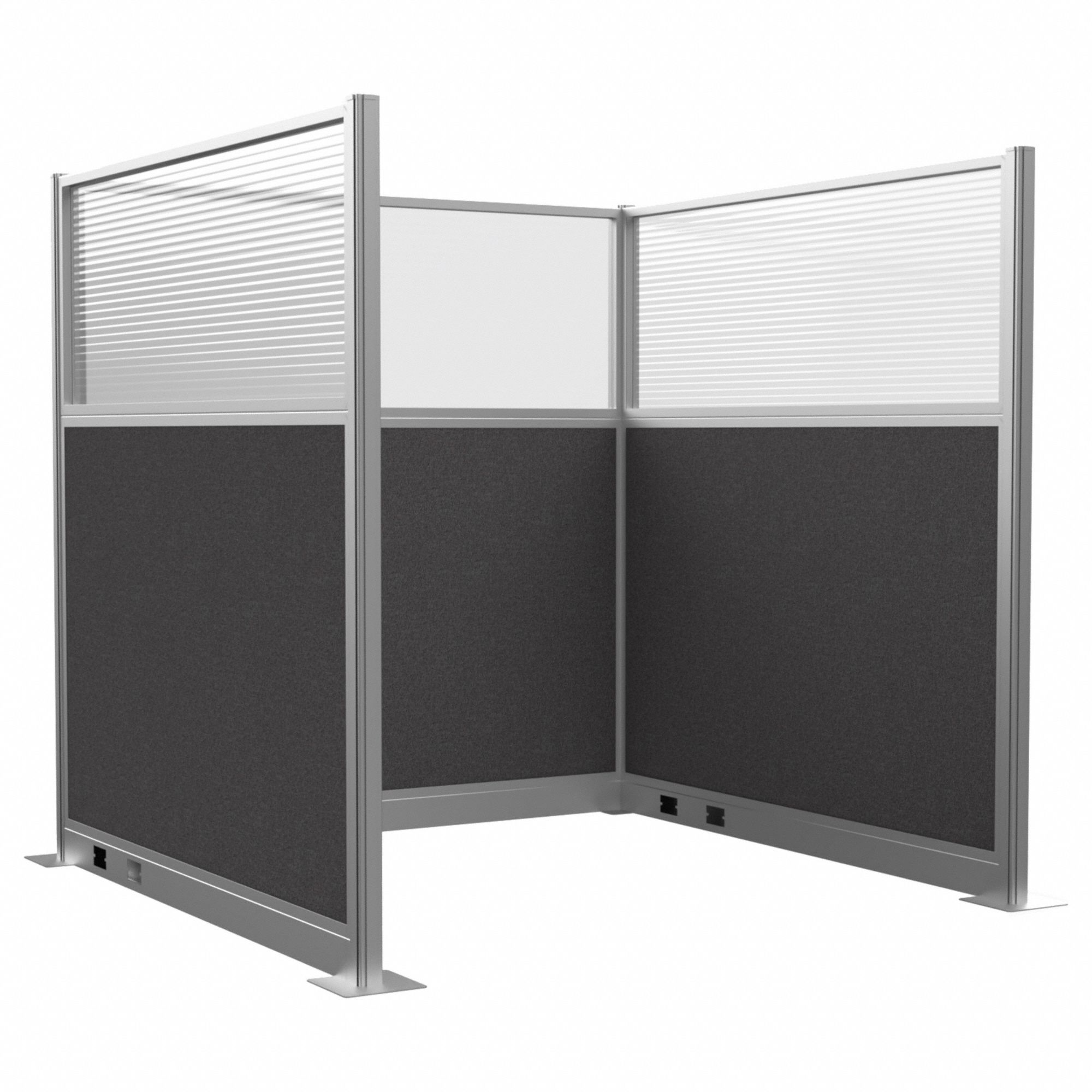 Cubicle Wall: 72 in Overall Ht, 72 in Overall Wd, 6 Panels, Charcoal, Fabric