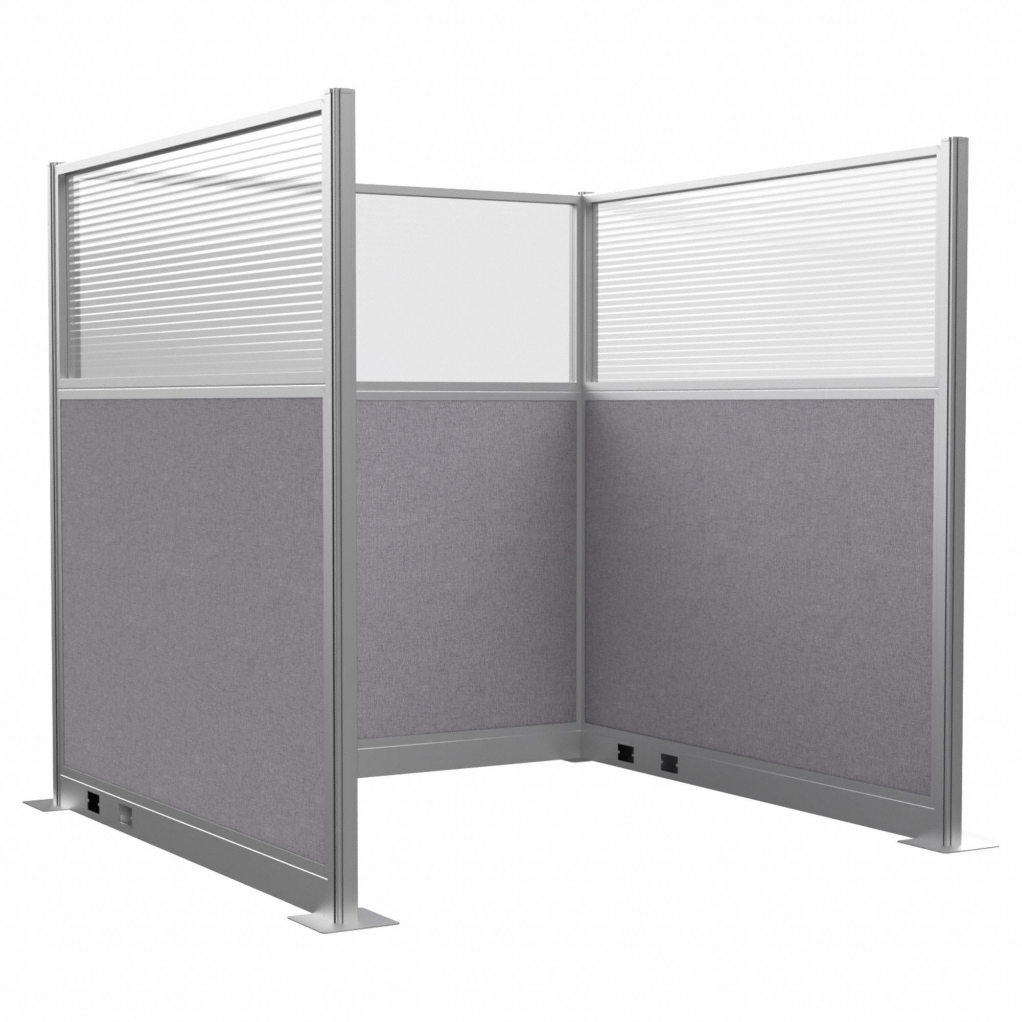 Cubicle Wall: 72 in Overall Ht, 72 in Overall Wd, 6 Panels, Cloud Gray, Fabric