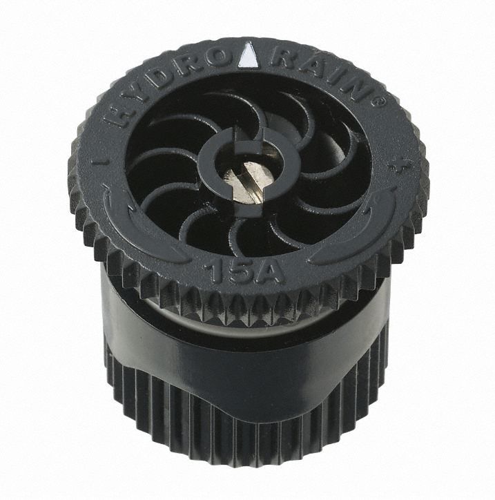 Adjustable Arc Spray Nozzle: 0° to 360°, 15 ft, 0.39 to 8.97 gpm, 15 to 30 psi, Plastic