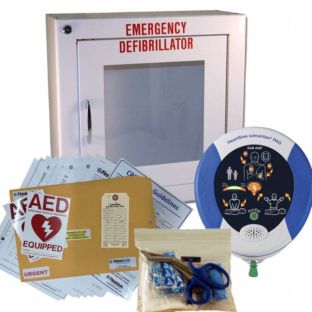 AED Value Package: Samaritan 450P, Wall Cabinet with Alarm, Semi-Auto Mode