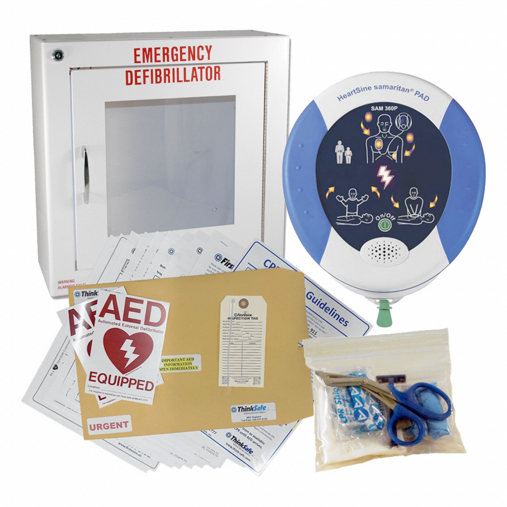 AED Value Package: Samaritan 360P, Wall Cabinet with Alarm, Auto Mode, Stryker