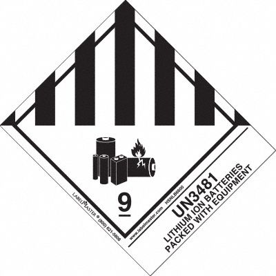 DOT Container Label: Lithium Battery Miscellaneous Dangerous Goods, Paper, Label, 500 PK